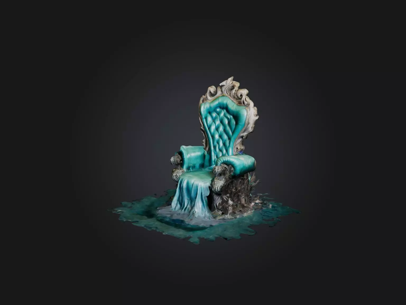 Realistic Mermaid Throne Model Low-poly 3D model_0