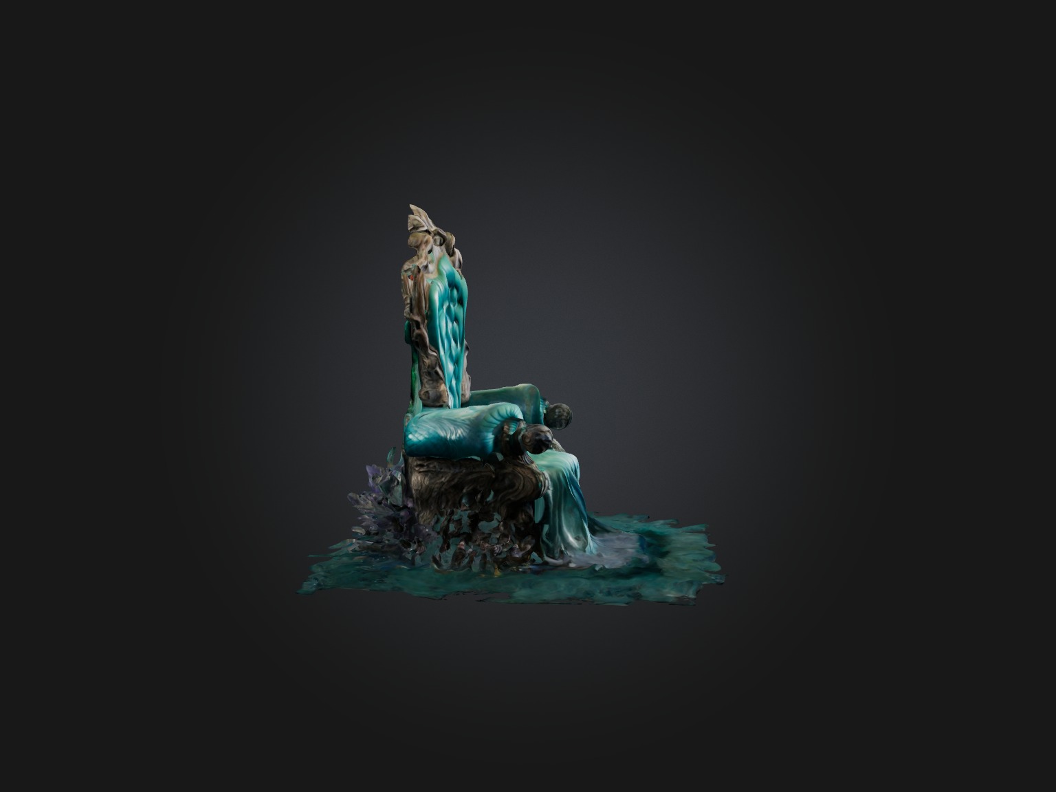 Realistic Mermaid Throne Model Low-poly 3D model_6