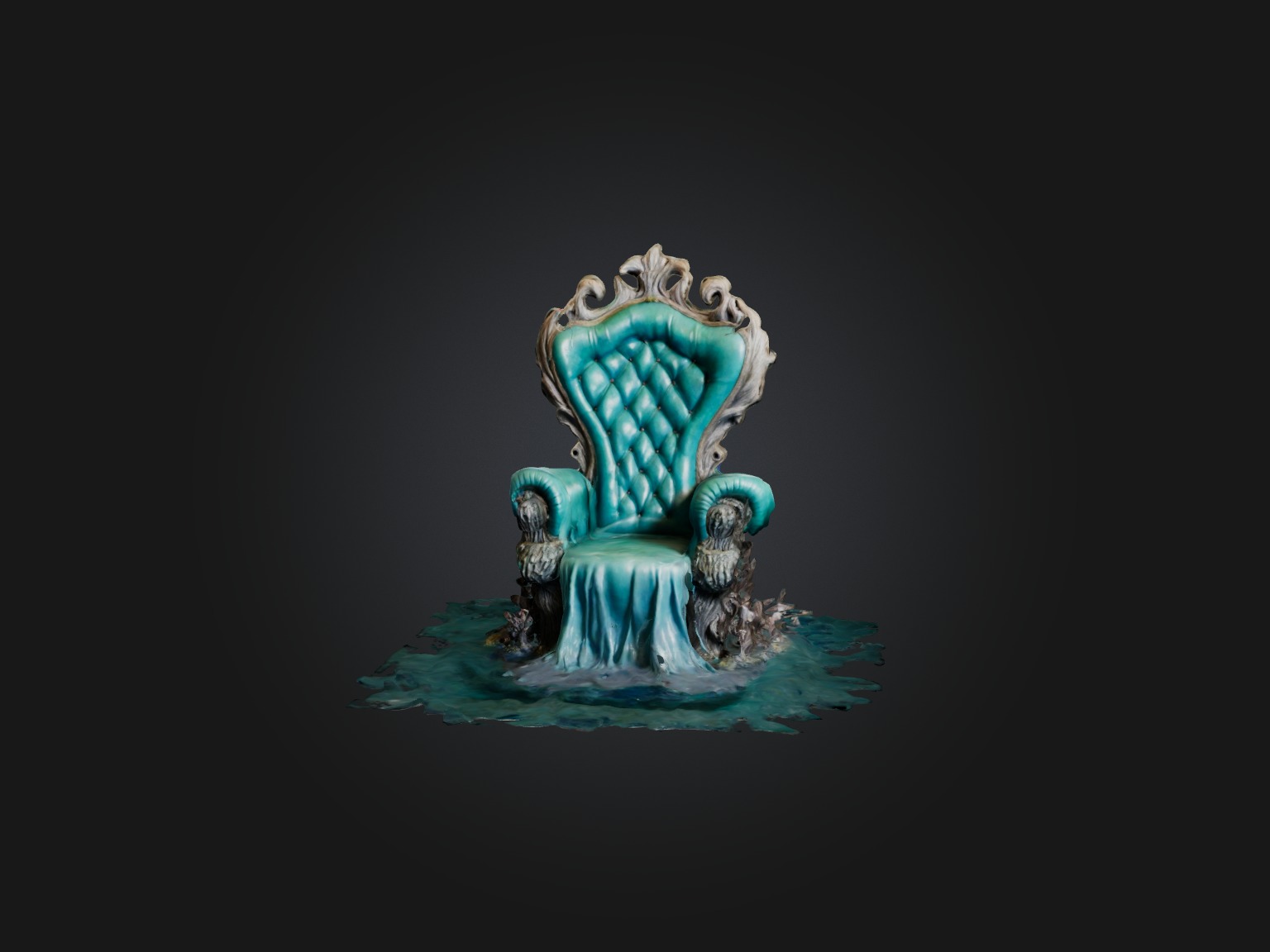Realistic Mermaid Throne Model Low-poly 3D model_3