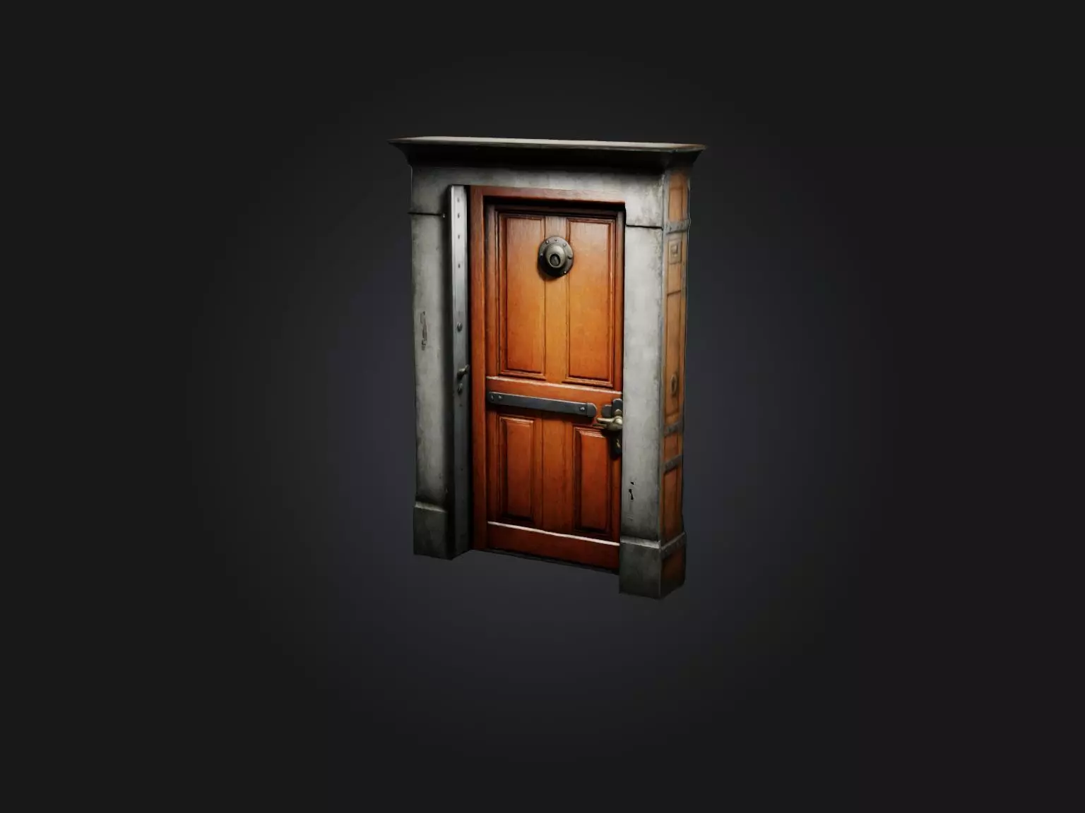 Realistic Locked Door Model Low-poly 3D model_0