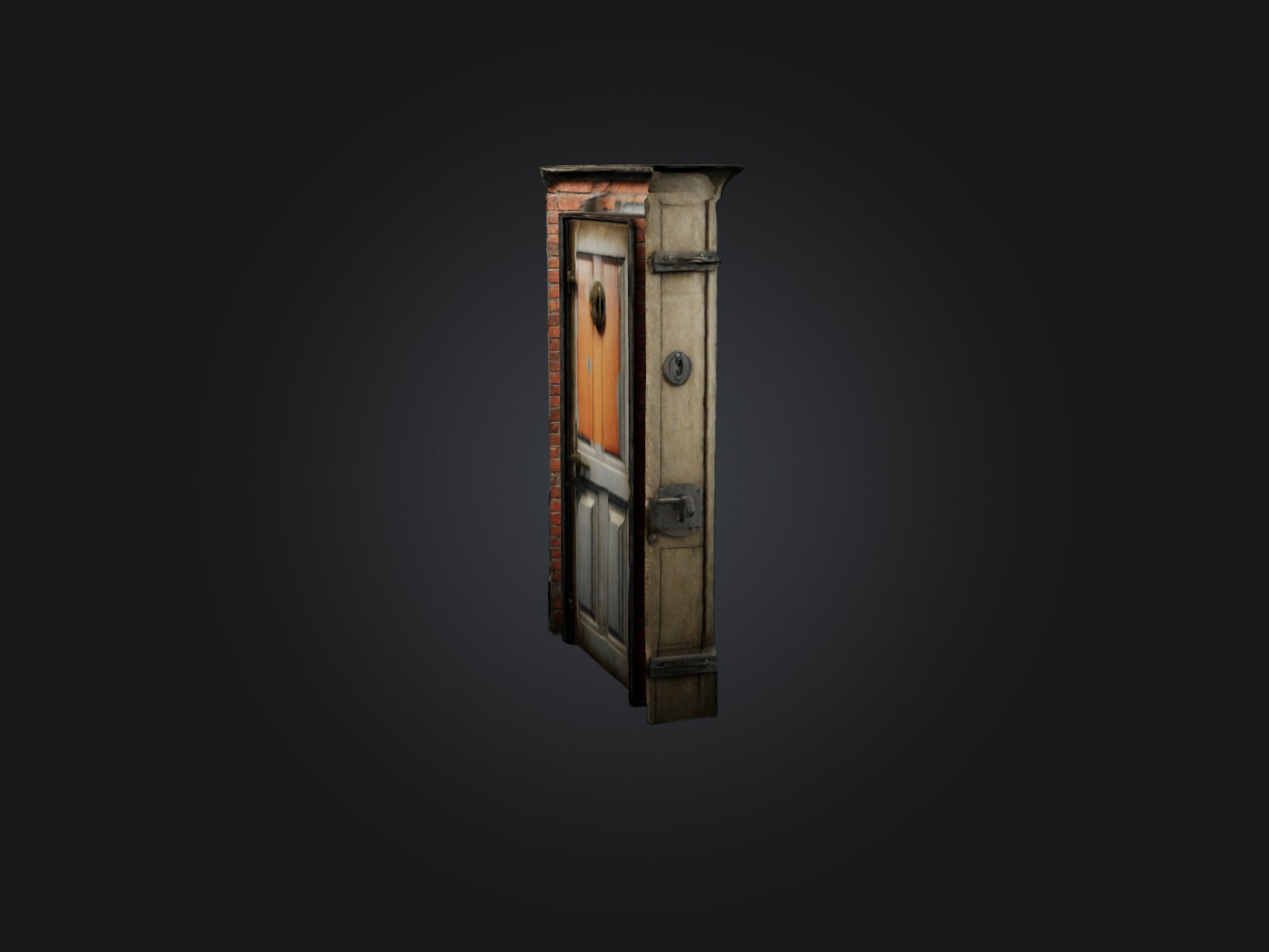 Realistic Locked Door Model Low-poly 3D model_6