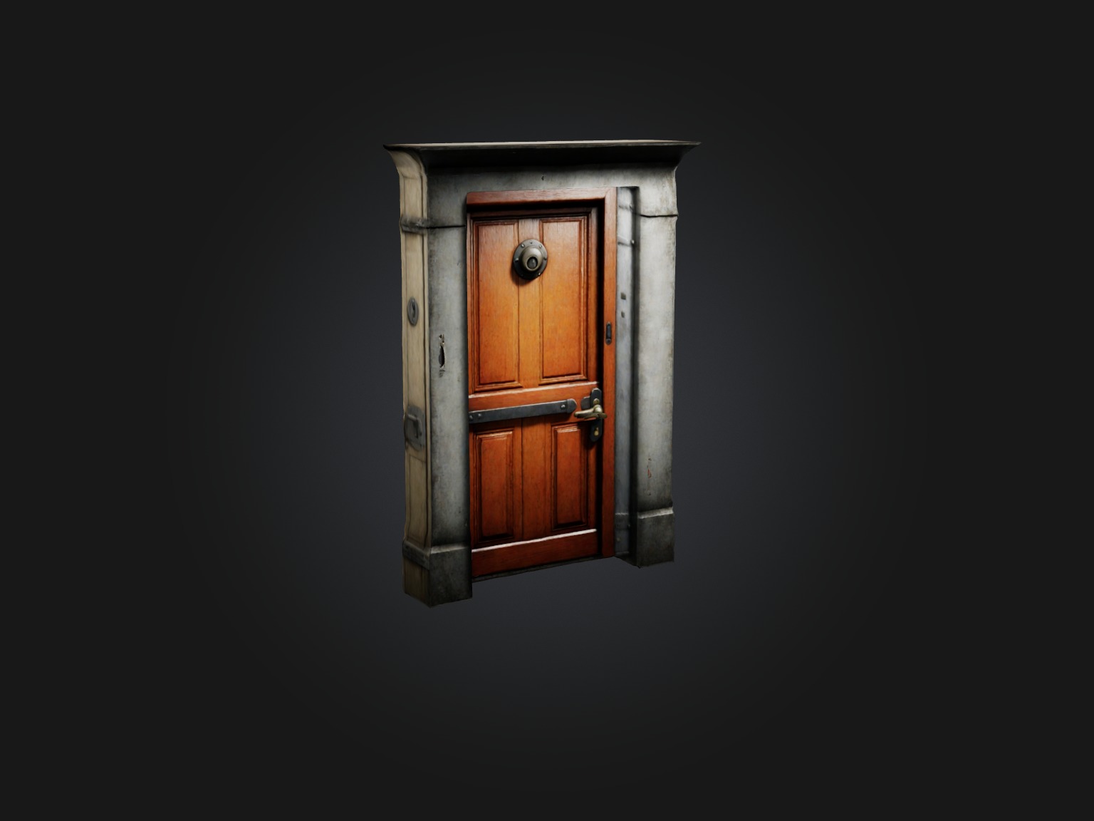 Realistic Locked Door Model Low-poly 3D model_3
