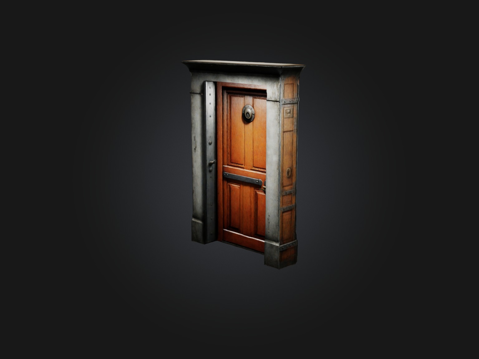 Realistic Locked Door Model Low-poly 3D model_7