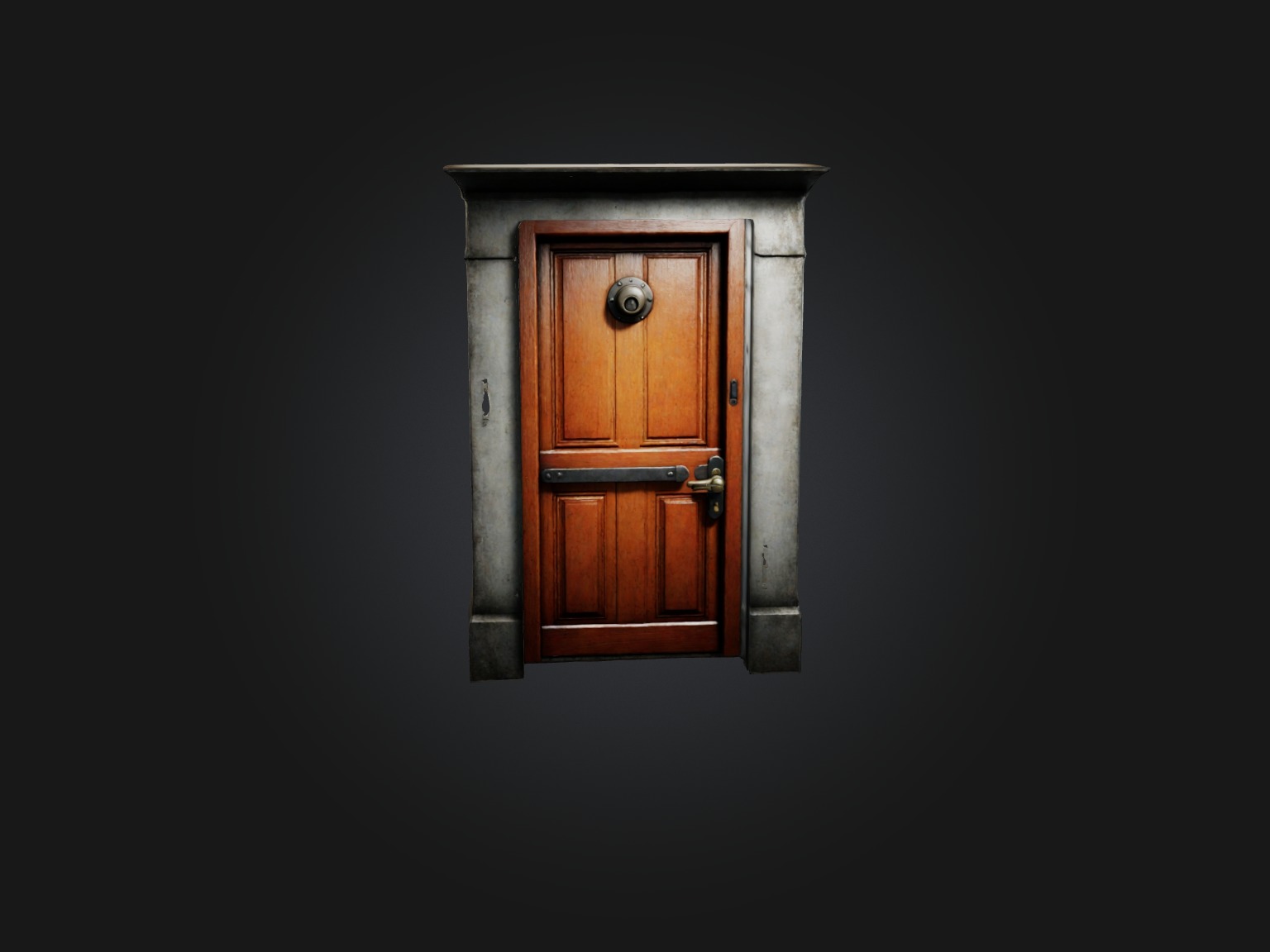 Realistic Locked Door Model Low-poly 3D model_2