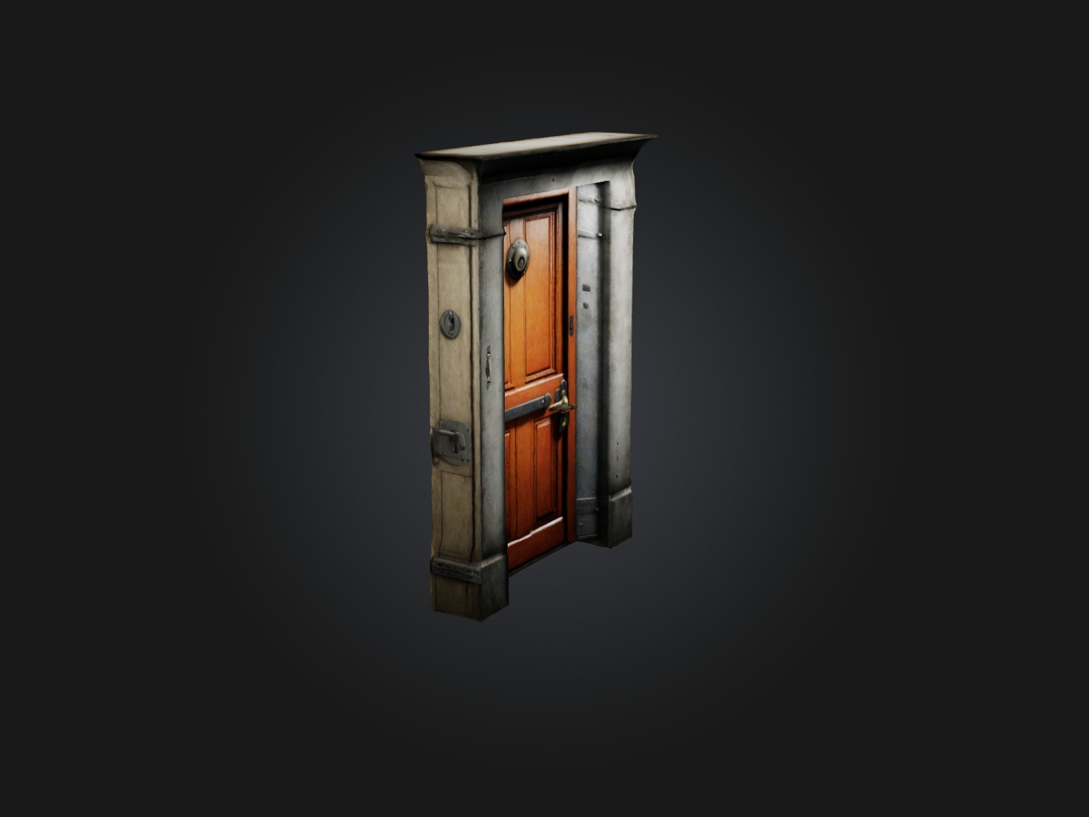 Realistic Locked Door Model Low-poly 3D model_4
