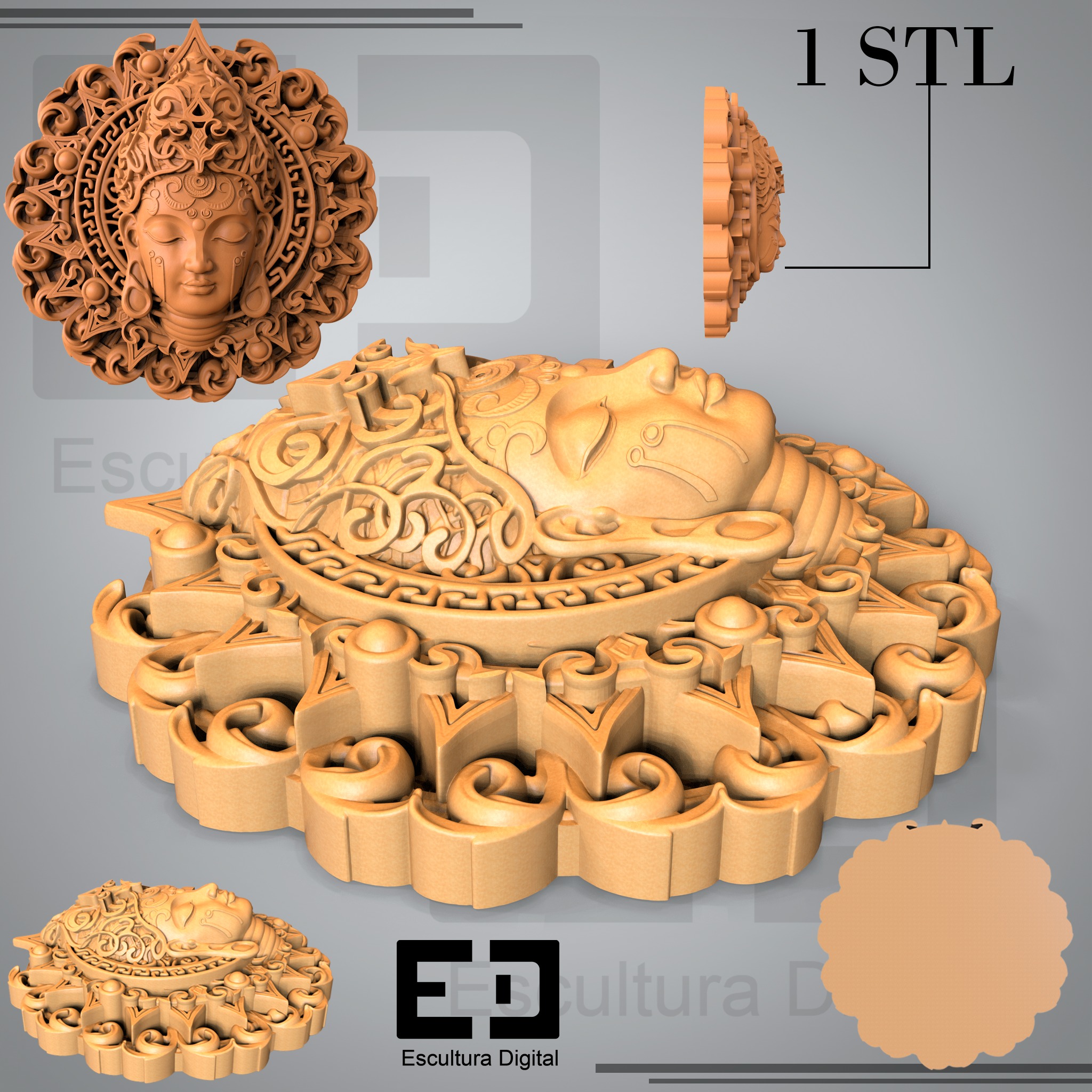 Moneda de Buda - Colgante  3D print model_2