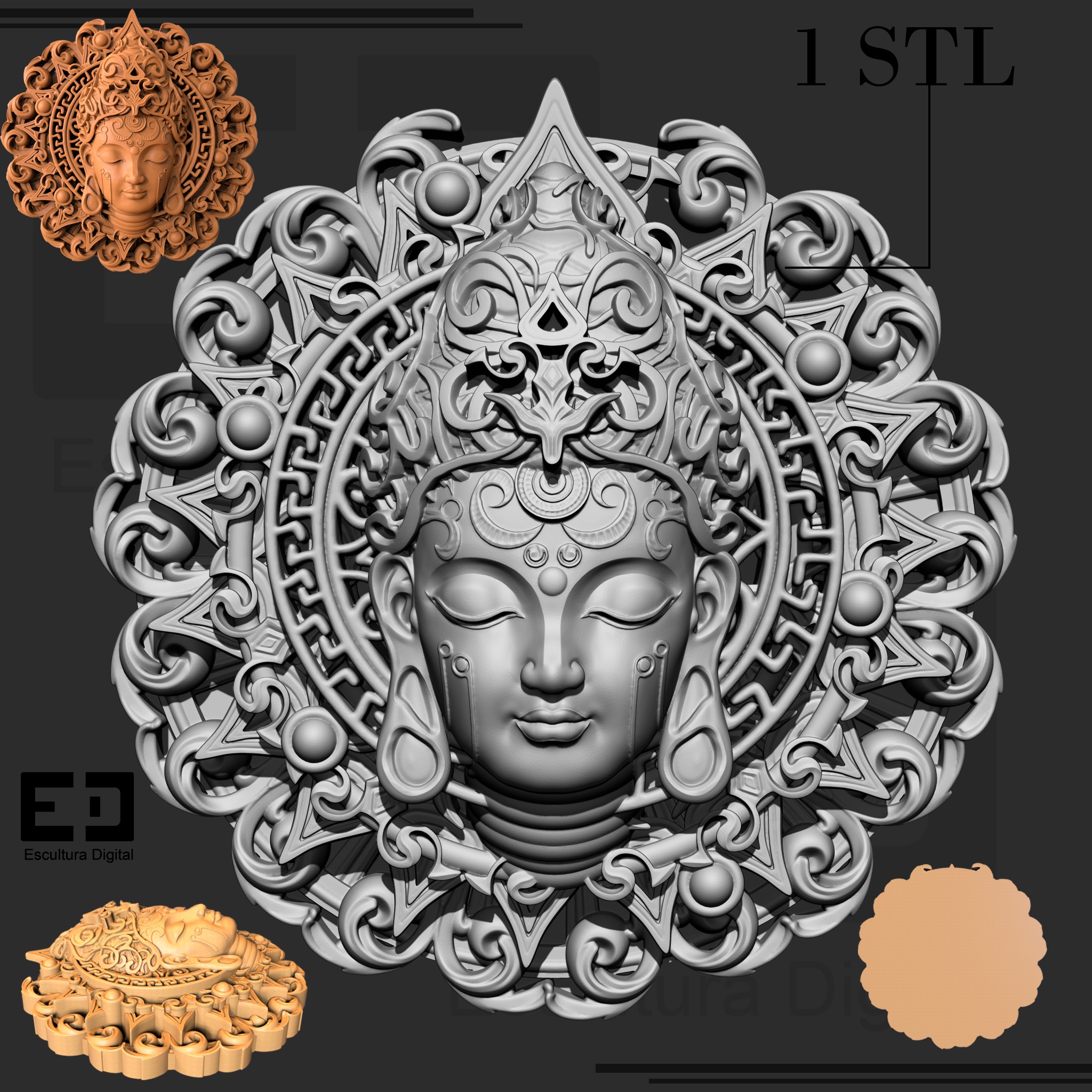 Moneda de Buda - Colgante  3D print model_4