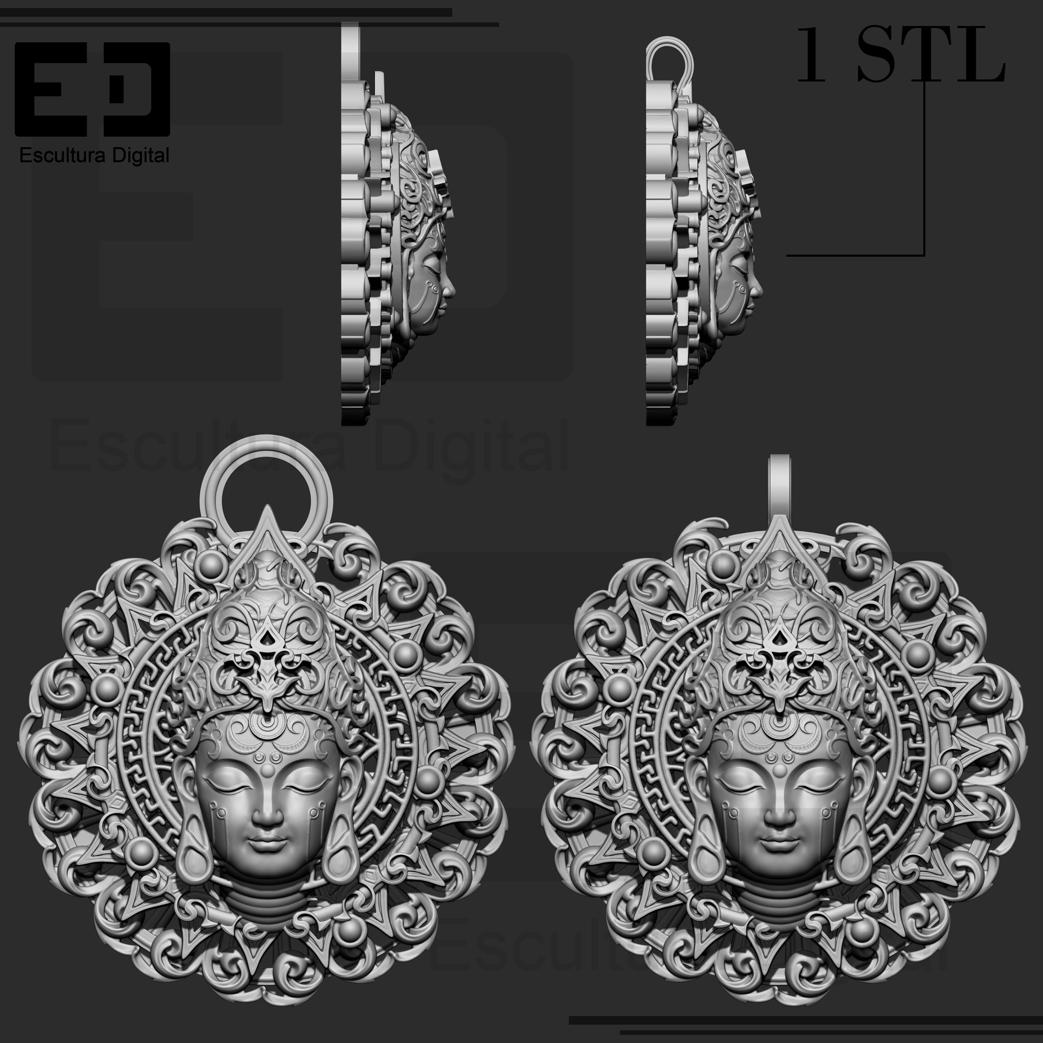 Moneda de Buda - Colgante  3D print model_5