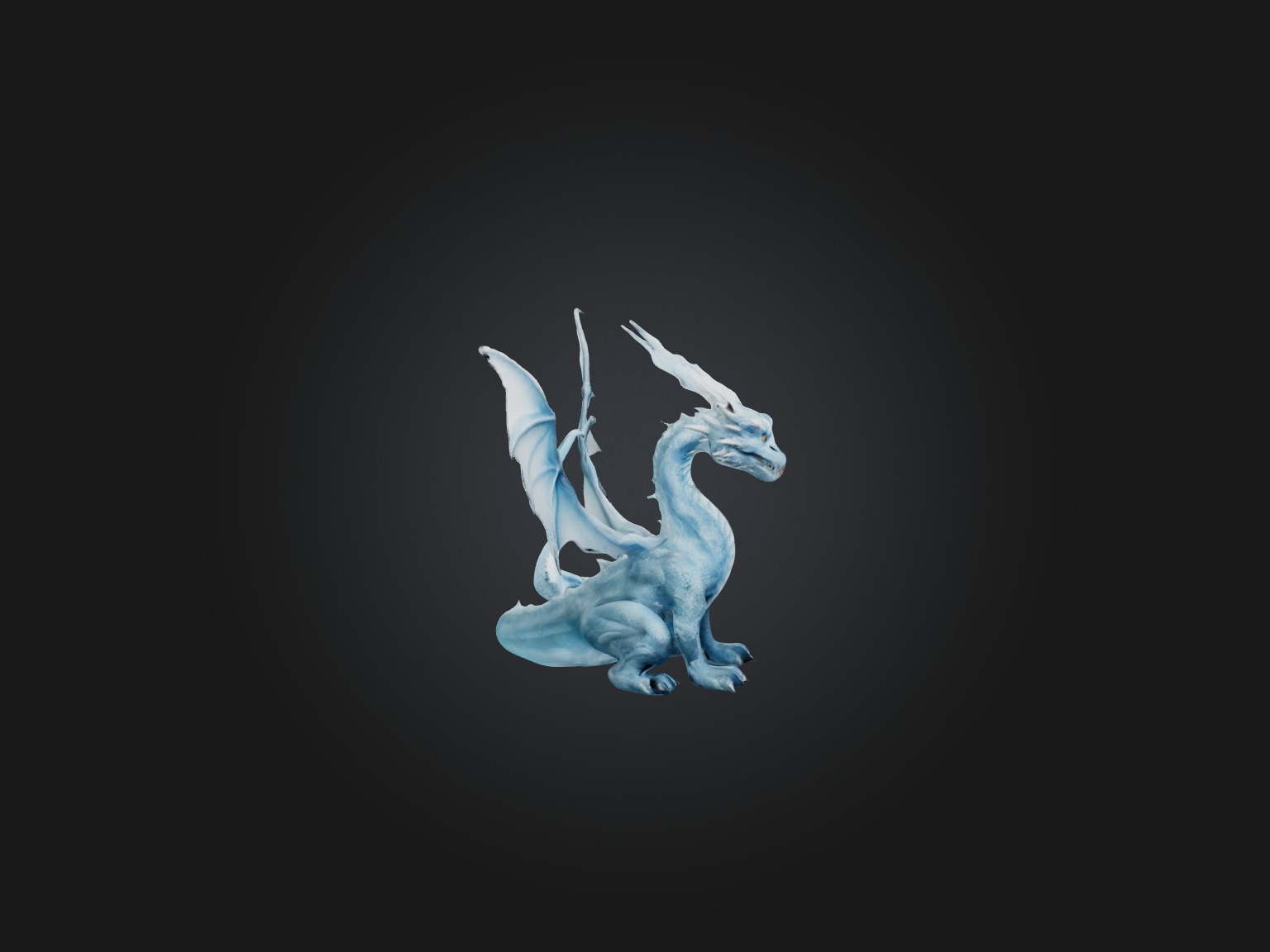 Realistic Ice Dragon Model Low-poly 3D model_7