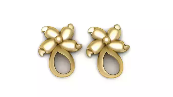 GOLD FLOWER EARRING 3D PRINTABLE MODEL