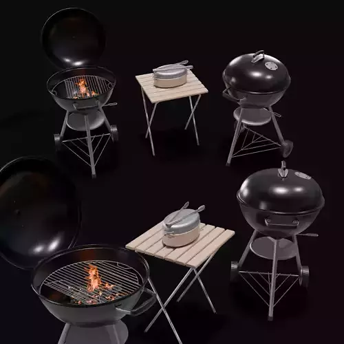 Weber braai barbeque bbq cooker grill 3d asset 