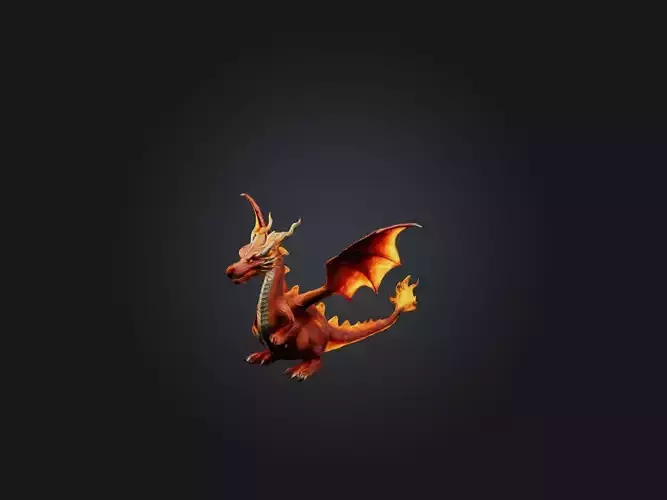 Realistic Fire Dragon Model Low-poly 3D model