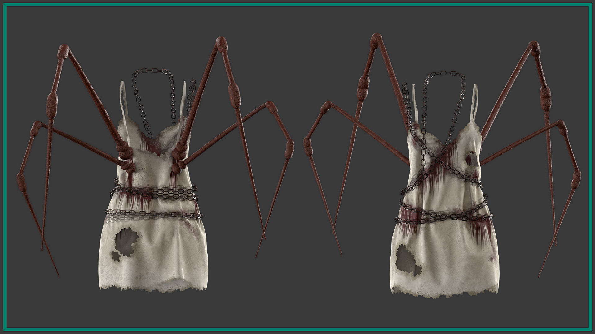female Halloween outfit with texture 3D model_1