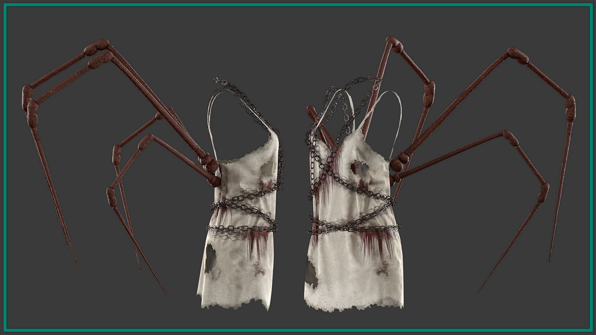 female Halloween outfit with texture 3D model_2
