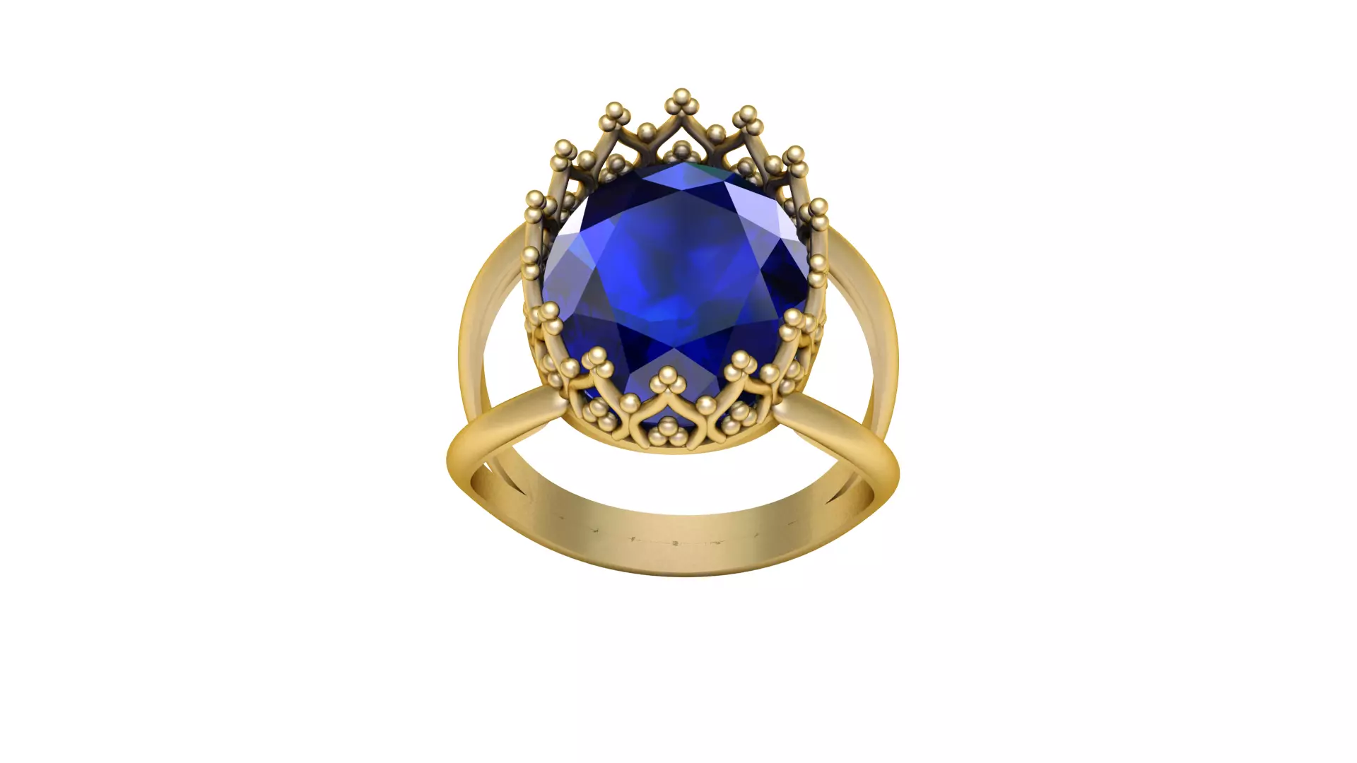 DOUBLE LAYER BLUE SAPPHIRE LUXURY RING 3D PRINTABLE MODEL 3D print model