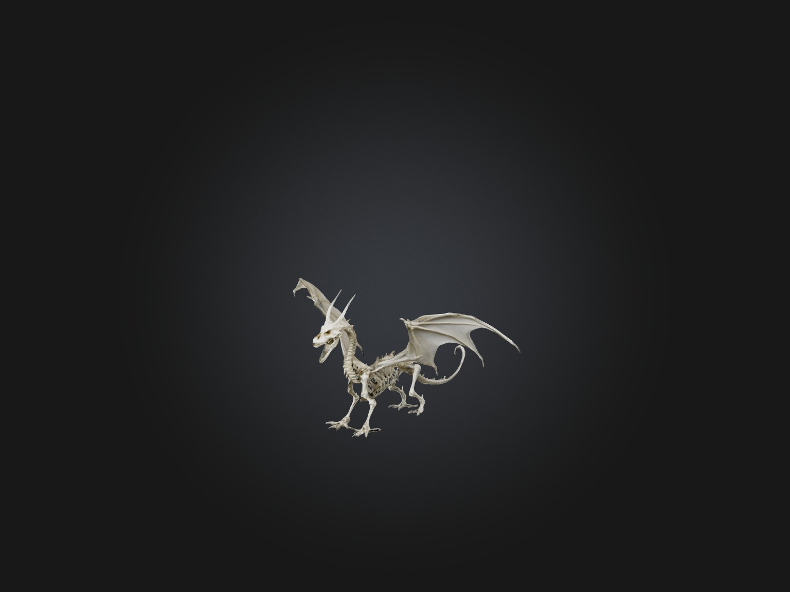Realistic Dragon Skeleton Model Low-poly 3D model_1