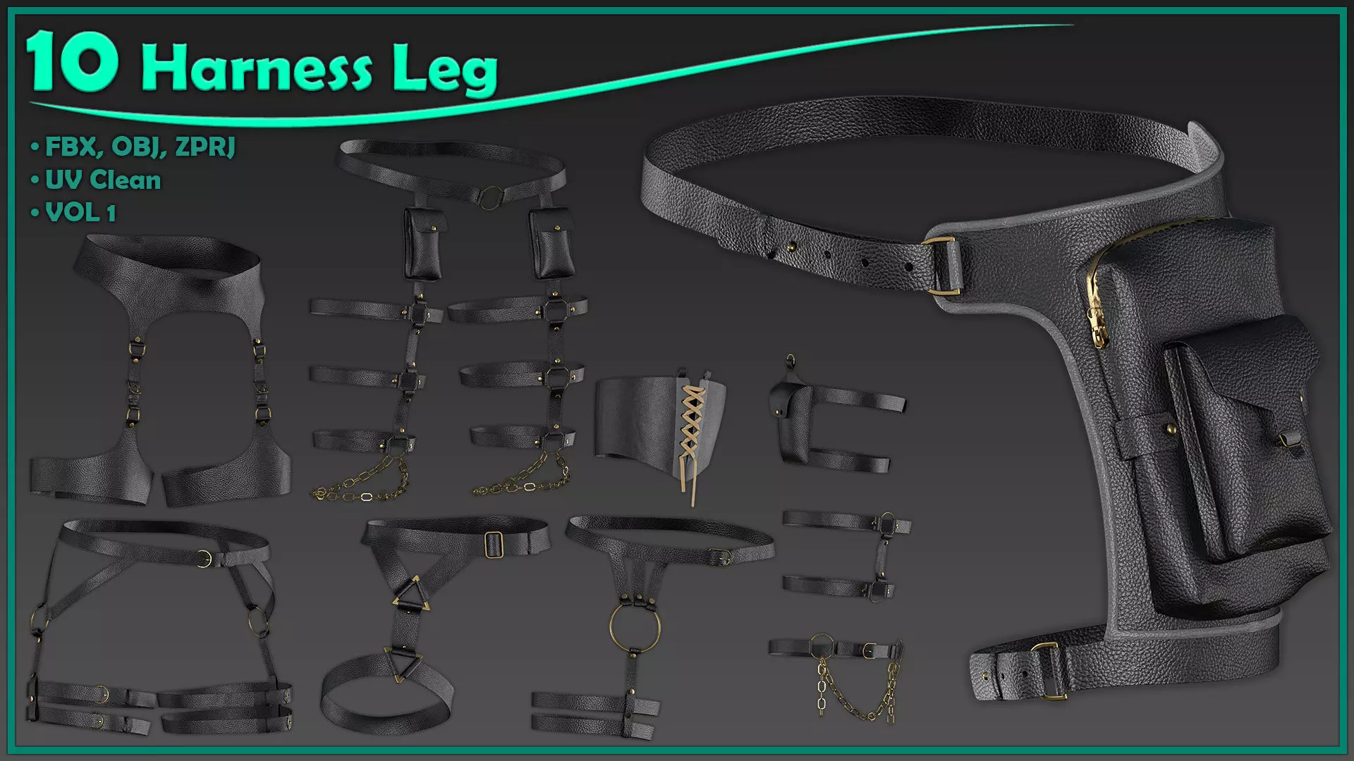 10 harness leg 3D model