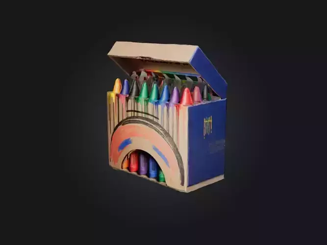Realistic Crayon Box Model Low-poly 3D model
