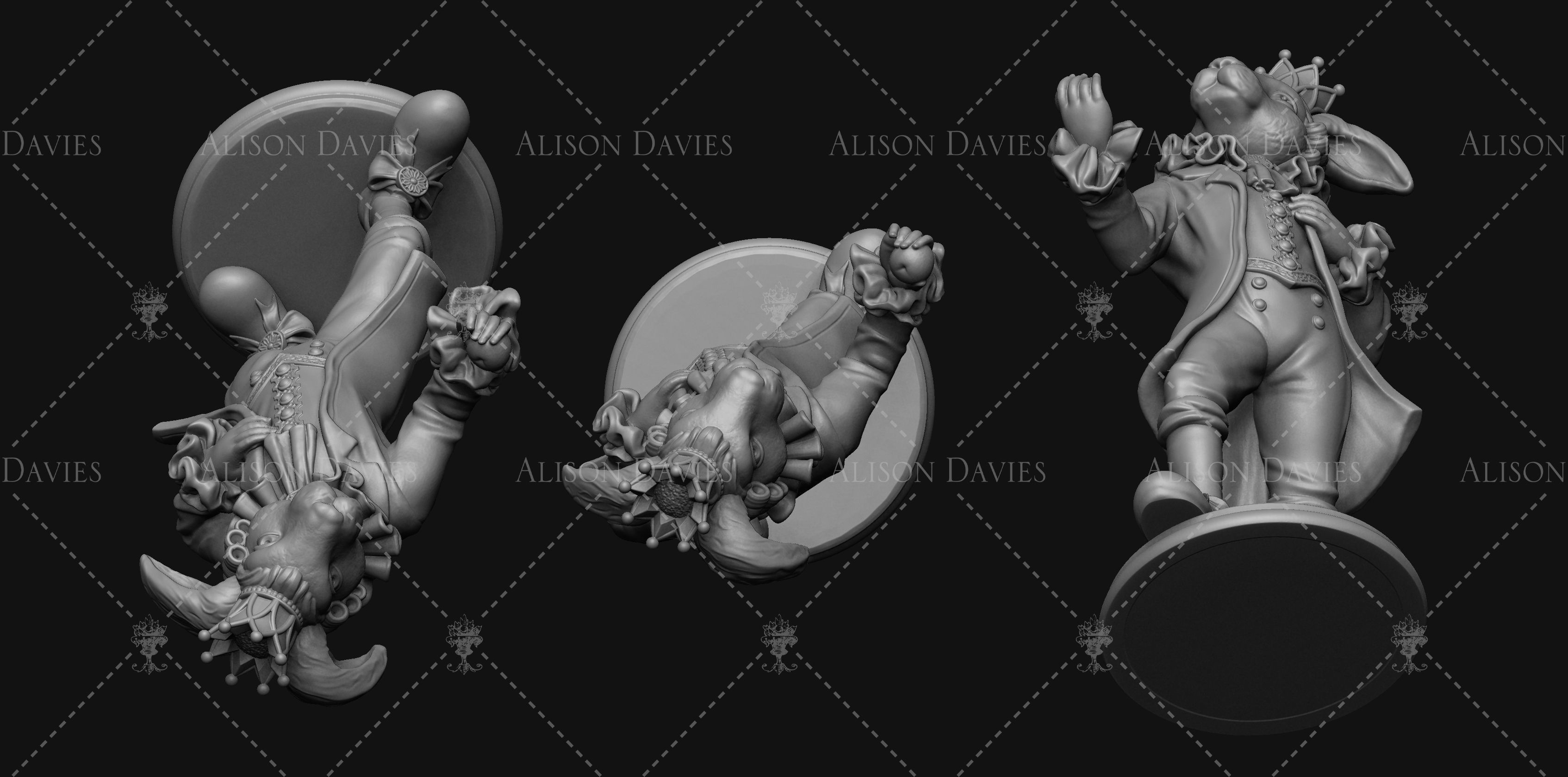 Bunny Rabbit King statue 3D print model 3D print model_4