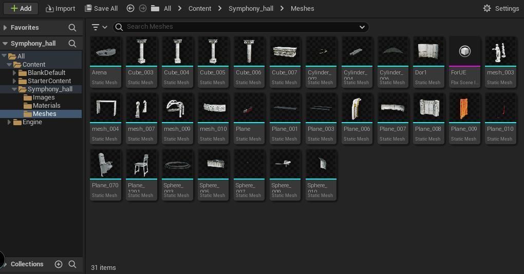 For UE5 Symphony Hall Low polygon set Low-poly 3D model_25