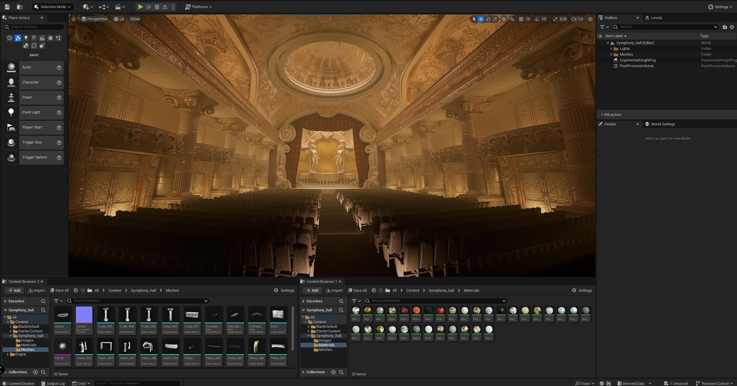 For UE5 Symphony Hall Low polygon set Low-poly 3D model_22