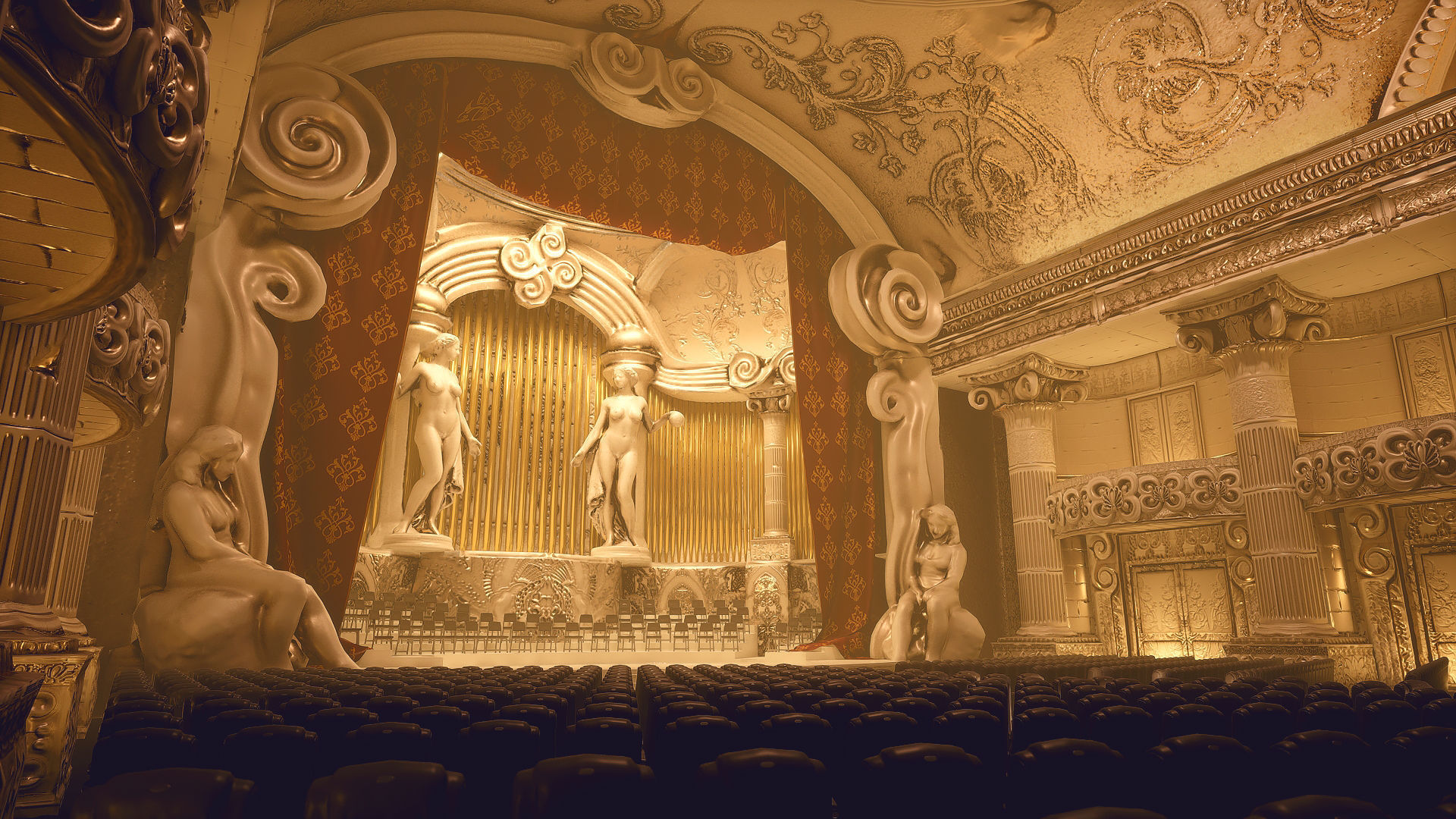 For UE5 Symphony Hall Low polygon set Low-poly 3D model_14