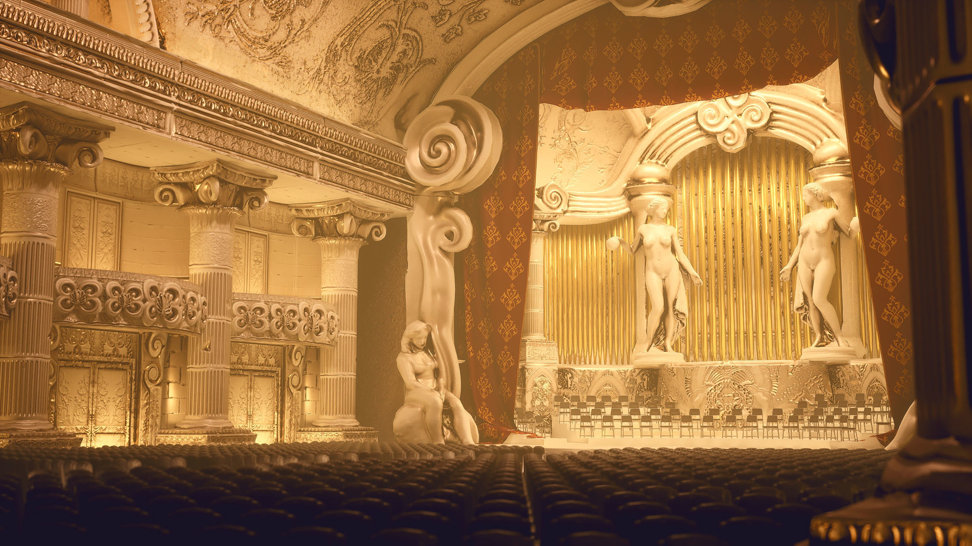 For UE5 Symphony Hall Low polygon set Low-poly 3D model_17