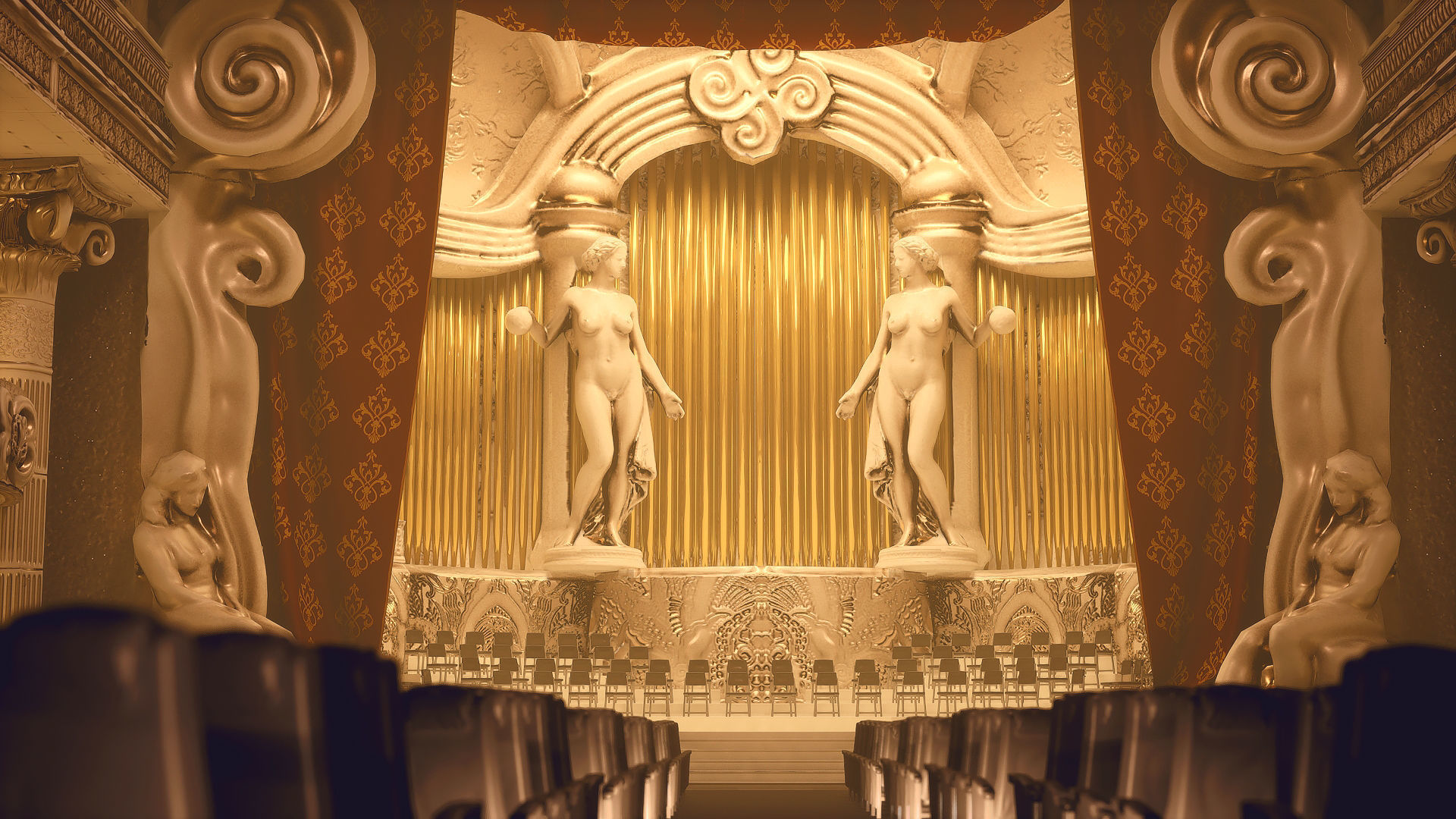 For UE5 Symphony Hall Low polygon set Low-poly 3D model_13