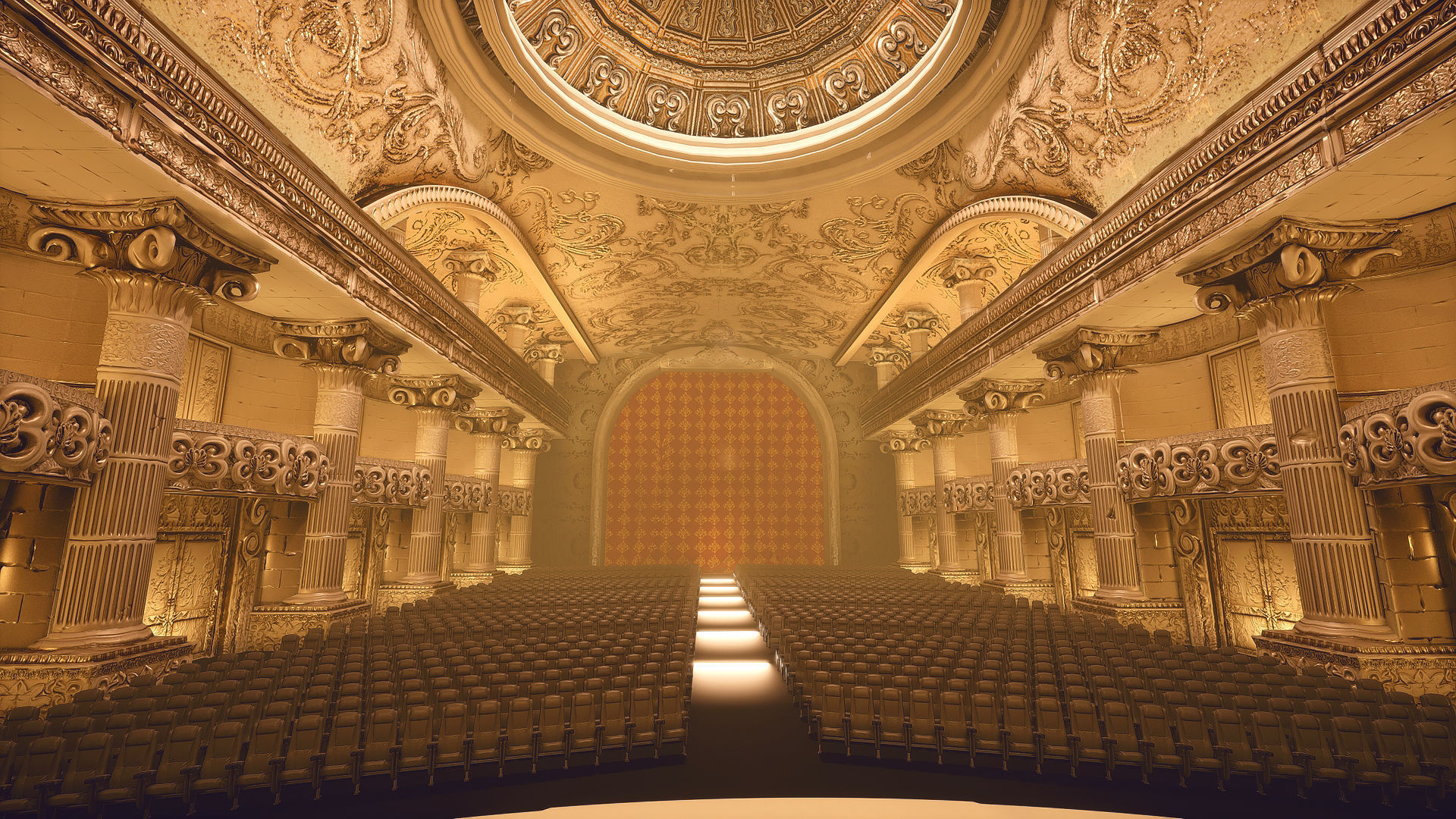 For UE5 Symphony Hall Low polygon set Low-poly 3D model_21