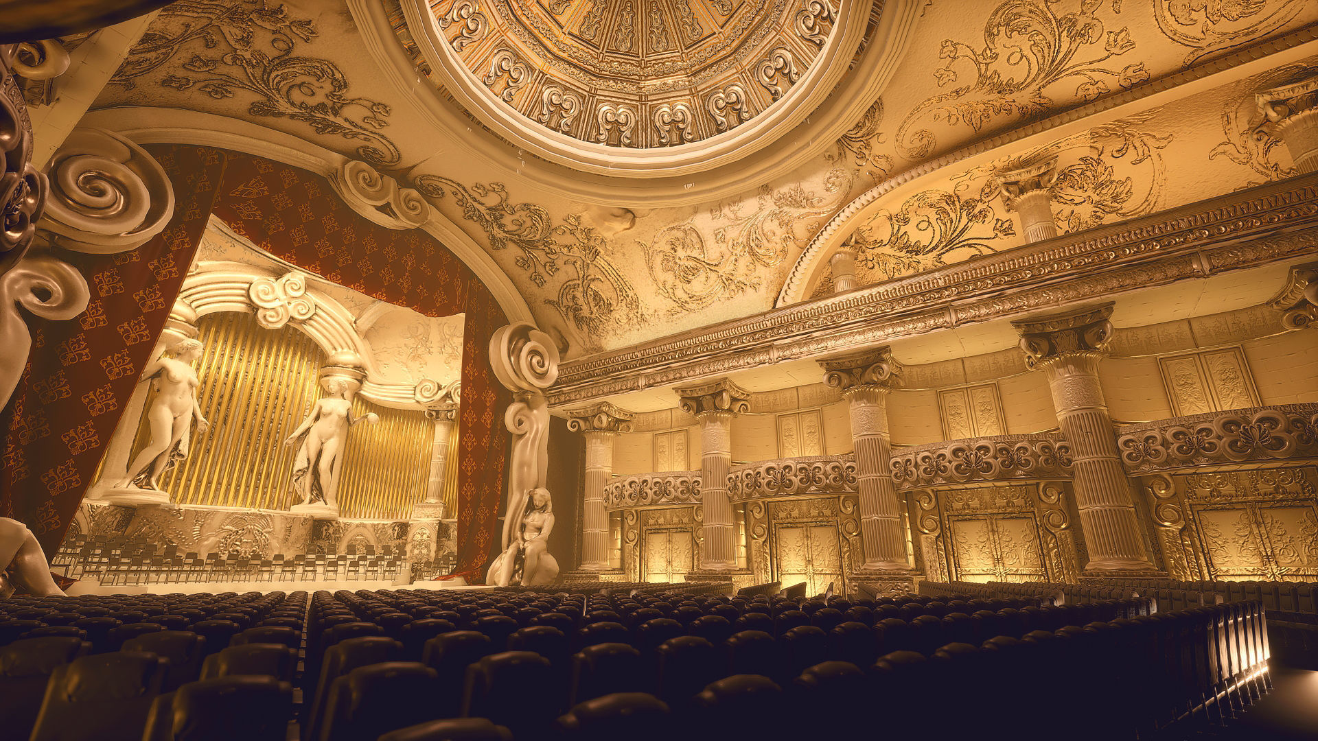 For UE5 Symphony Hall Low polygon set Low-poly 3D model_7