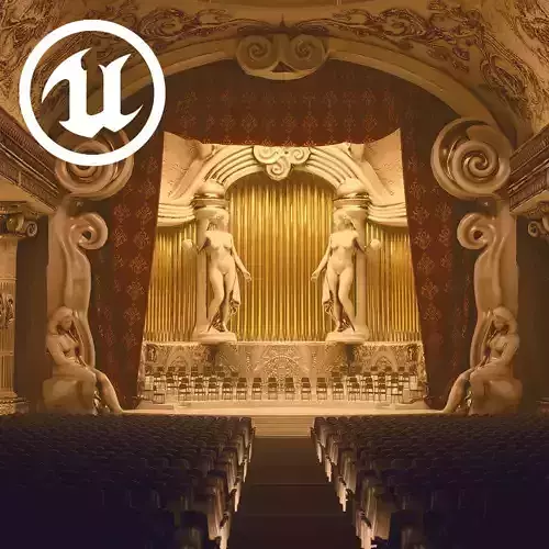 For UE5 Symphony Hall Low polygon set Low-poly 3D model