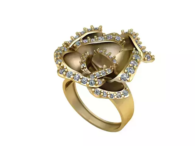 ROSE FLOWER STYLE DIAMOND RING 3D PRINTABLE MODEL