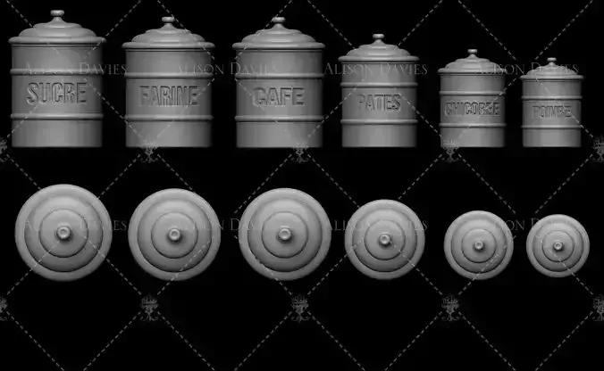 VINTAGE French Food canisters caddies  3D print file model  3D print model