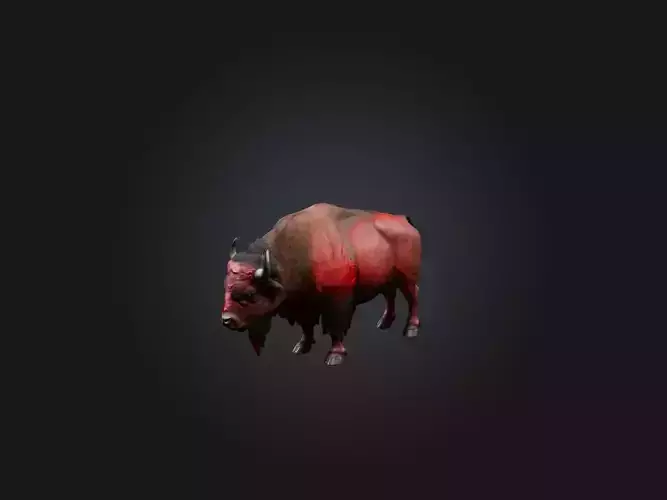Realistic Bleeding Bison Model Low-poly 3D model