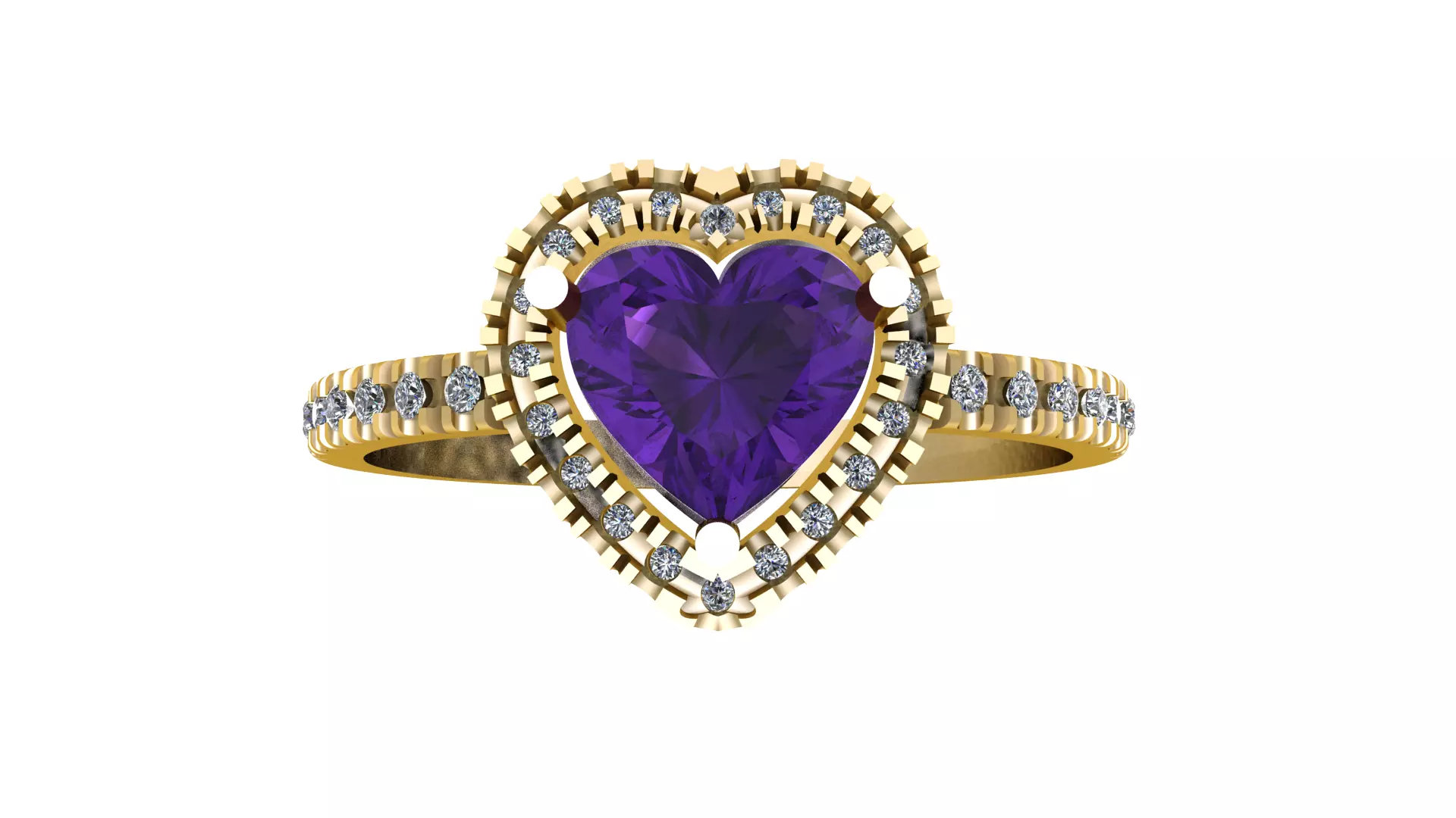 HEARL SHAPE PURPLE CRYSTAL RING 3D PRINTABLE MODEL 3D print model