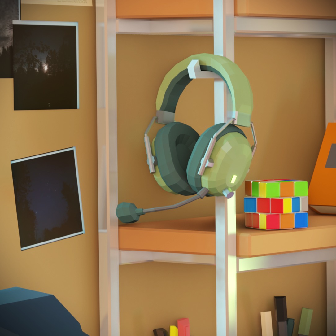 Gaming Headphones Low Poly Free low-poly 3D model_2