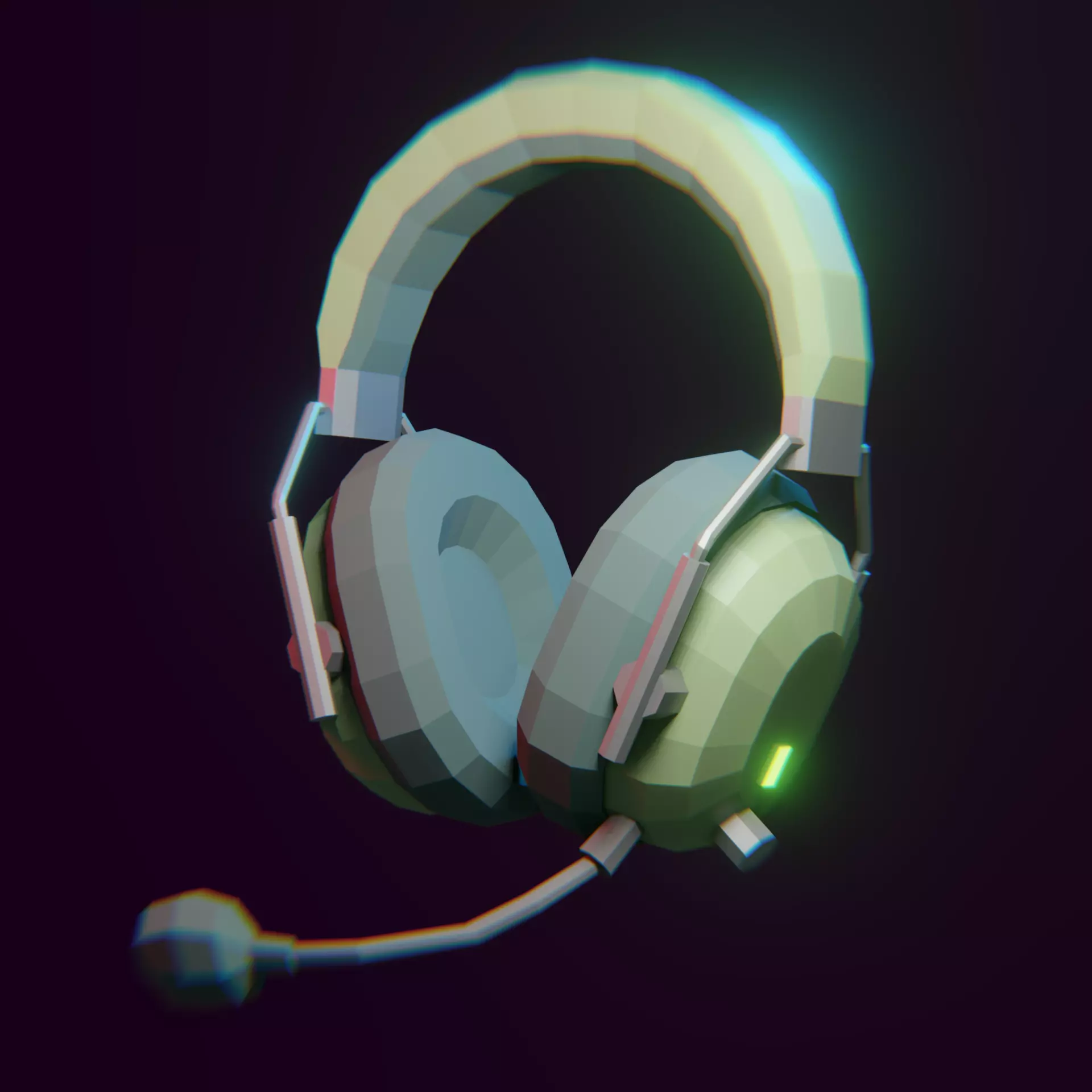 Gaming Headphones Low Poly Free low-poly 3D model_0