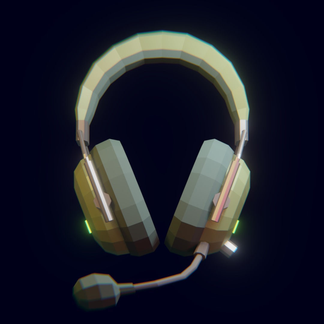 Gaming Headphones Low Poly Free low-poly 3D model_1