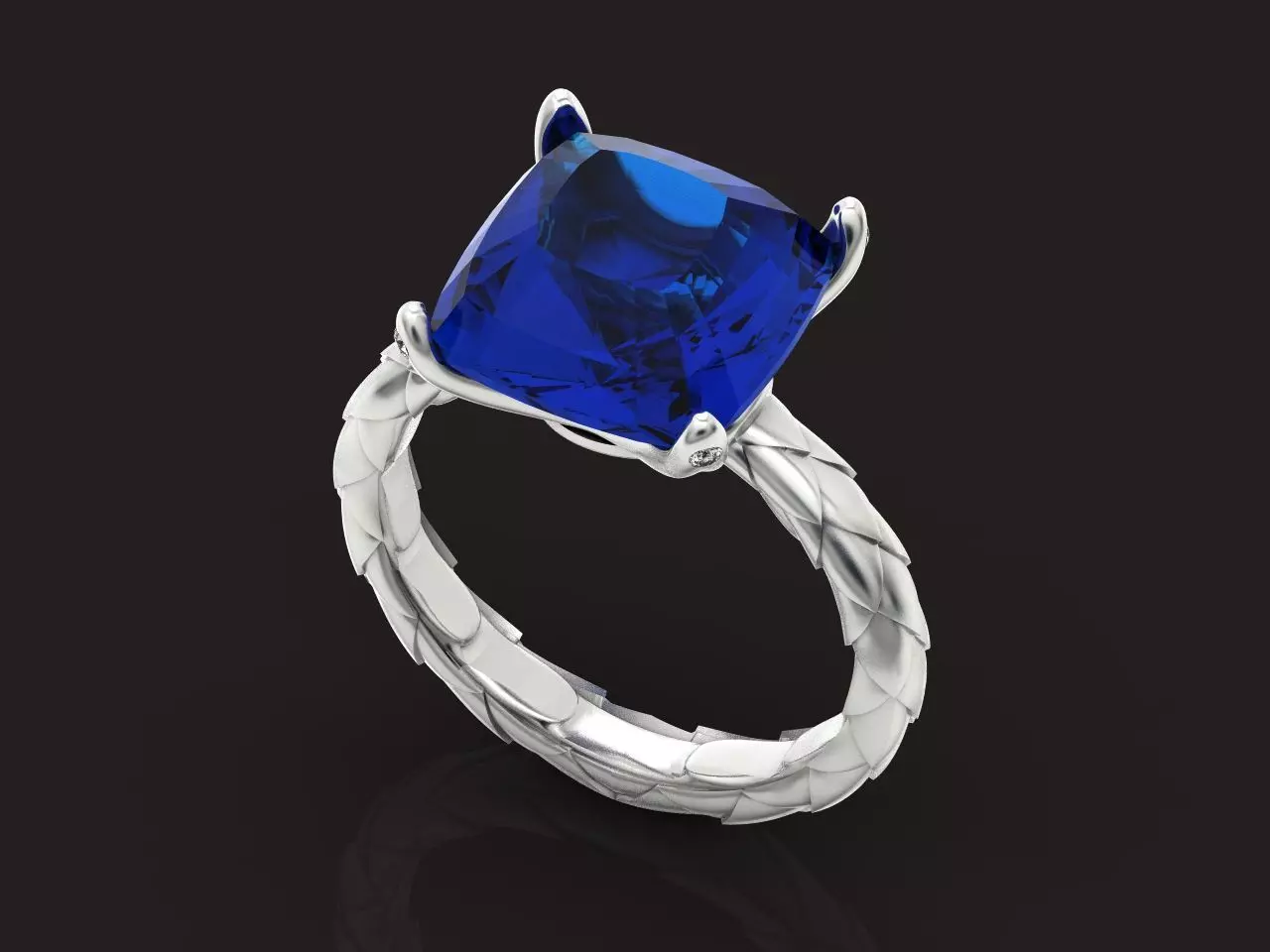 Ring Carrera Circulos de Fuego Blue topaz and diamonds 1450 3D print model