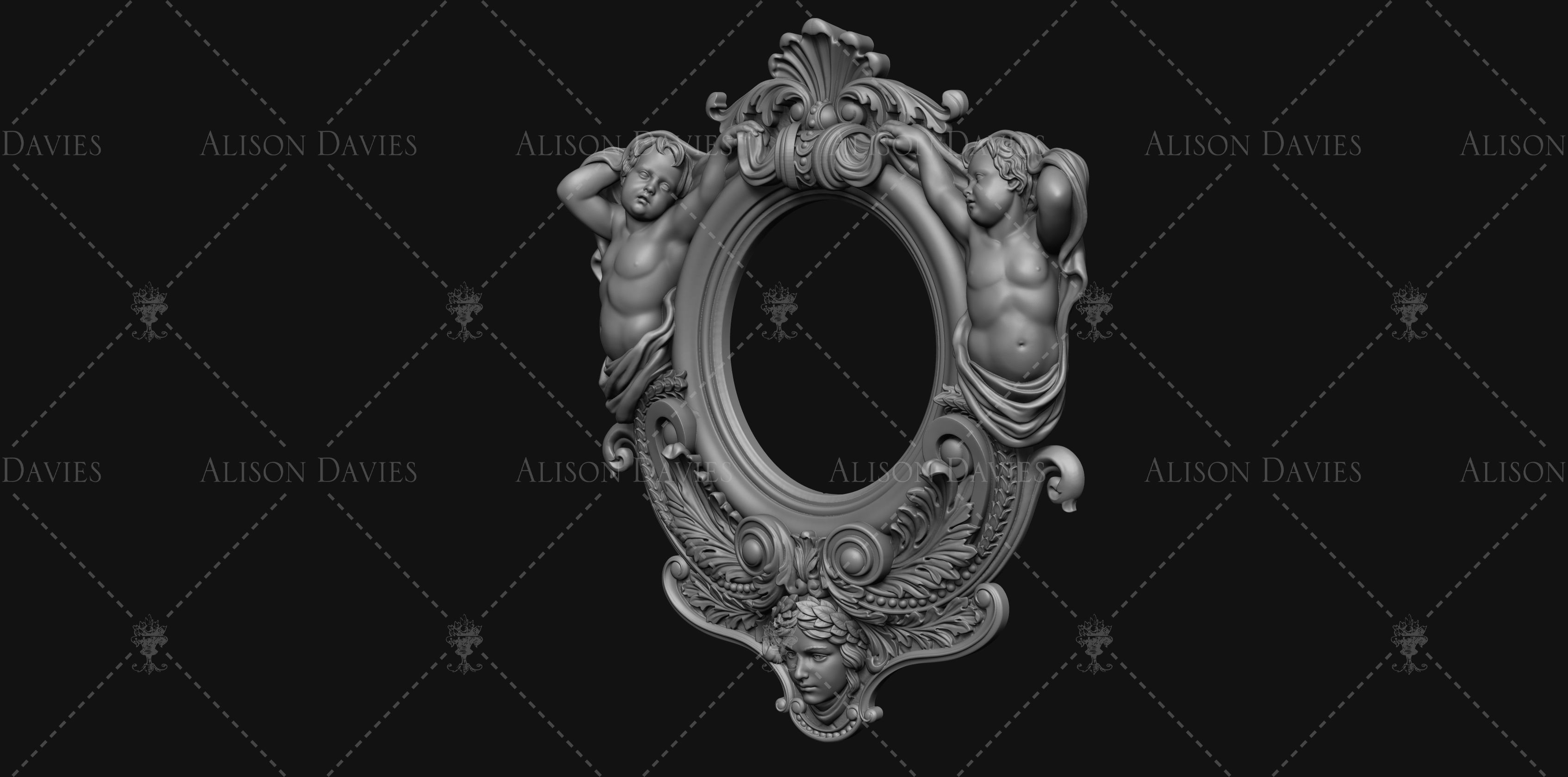 18th Century CHERUB WINDOW FRAME MIRROR 3D print model 3D print model_5
