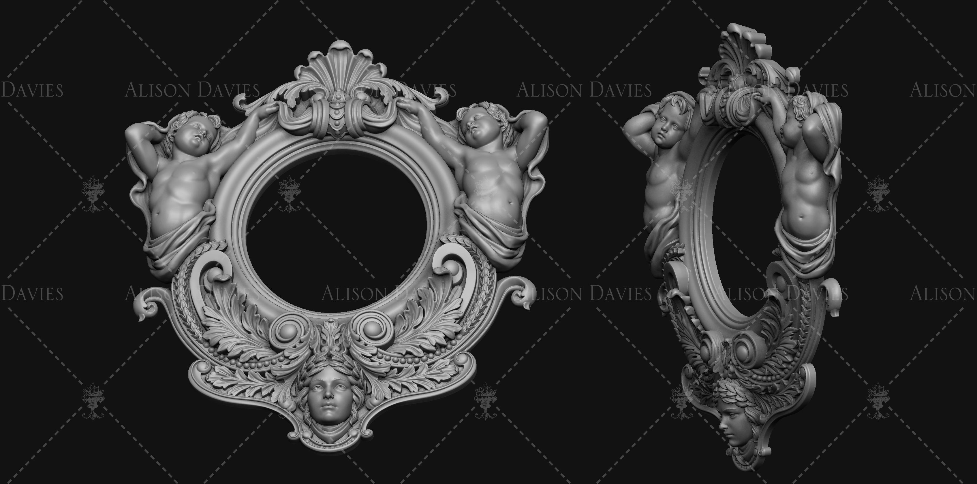 18th Century CHERUB WINDOW FRAME MIRROR 3D print model 3D print model_1