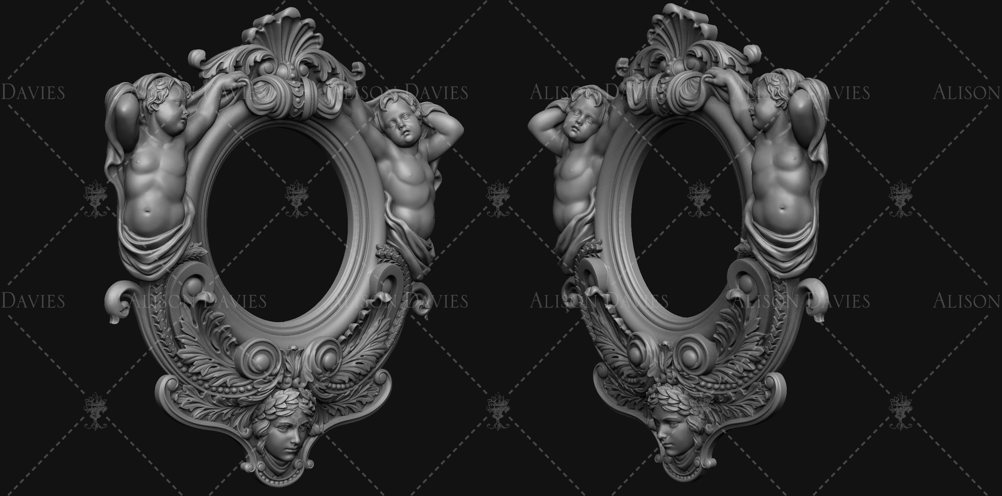 18th Century CHERUB WINDOW FRAME MIRROR 3D print model 3D print model_3