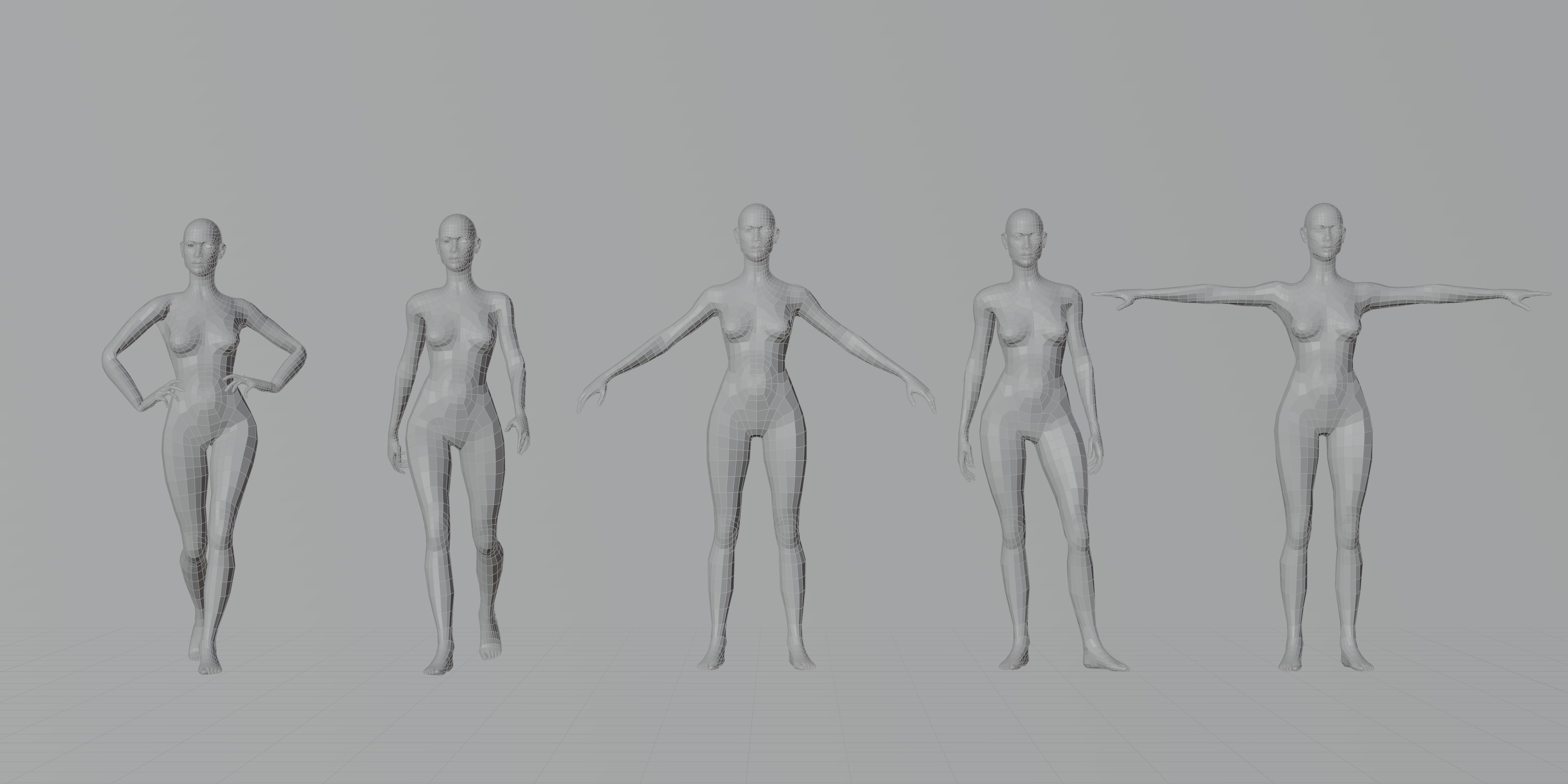 Low Poly Female Character Low-poly 3D model_2