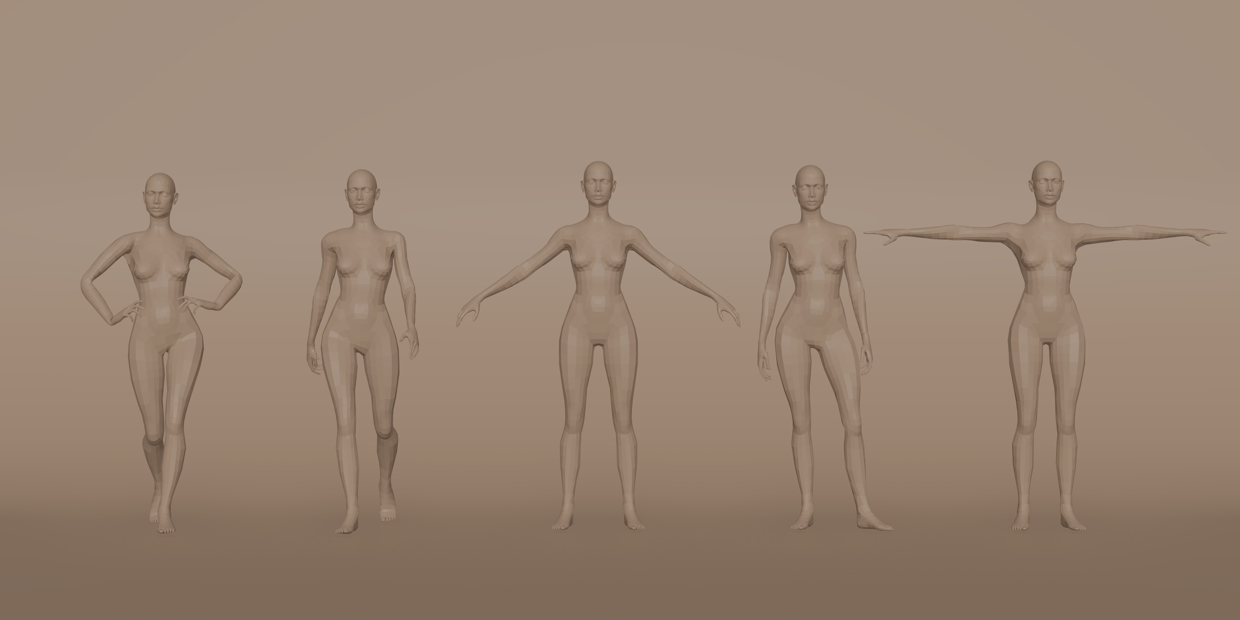 Low Poly Female Character Low-poly 3D model_1
