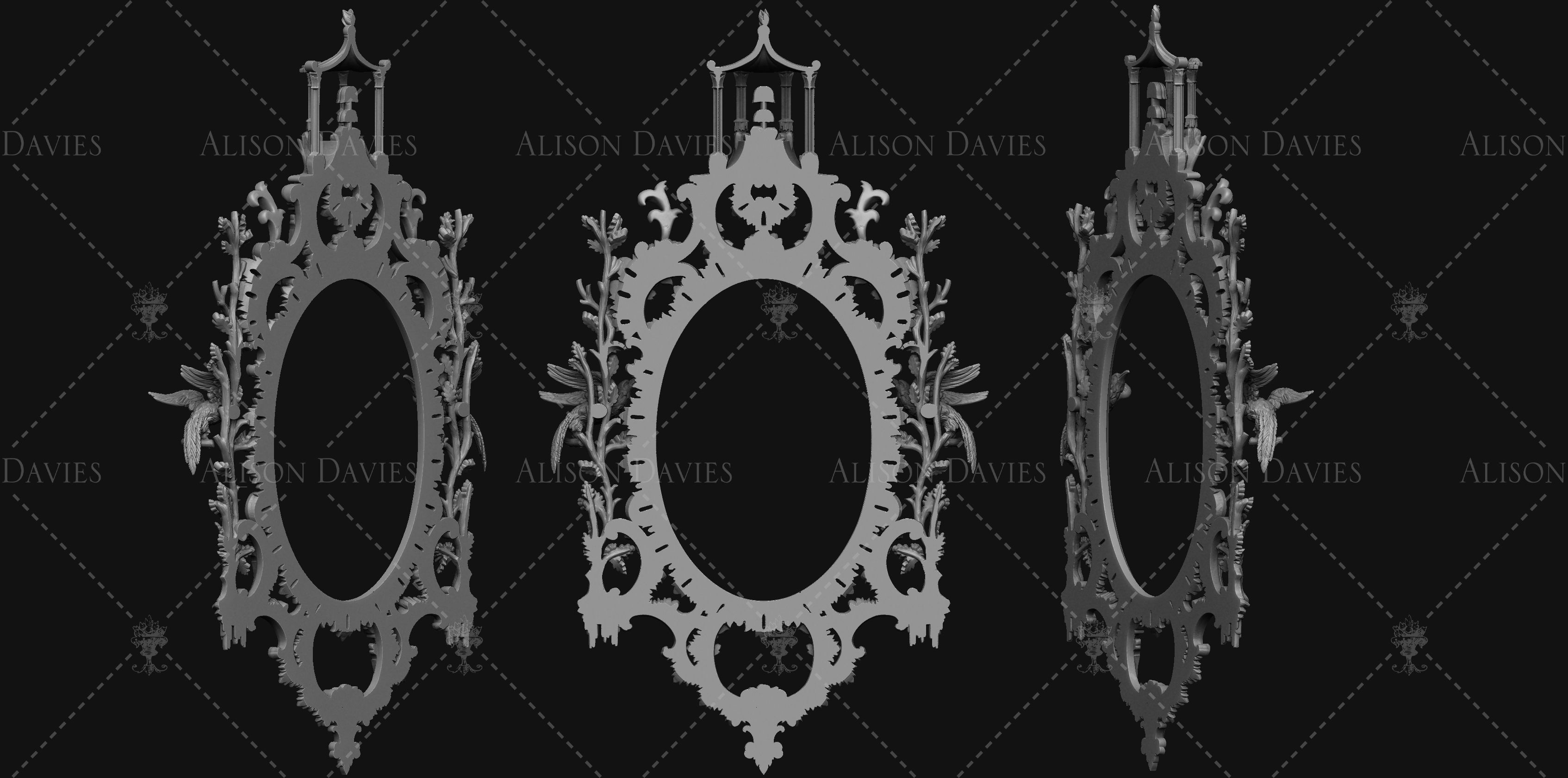 Thomas Chippendale Mirror Frame Antique 3D print file 3D print model_2