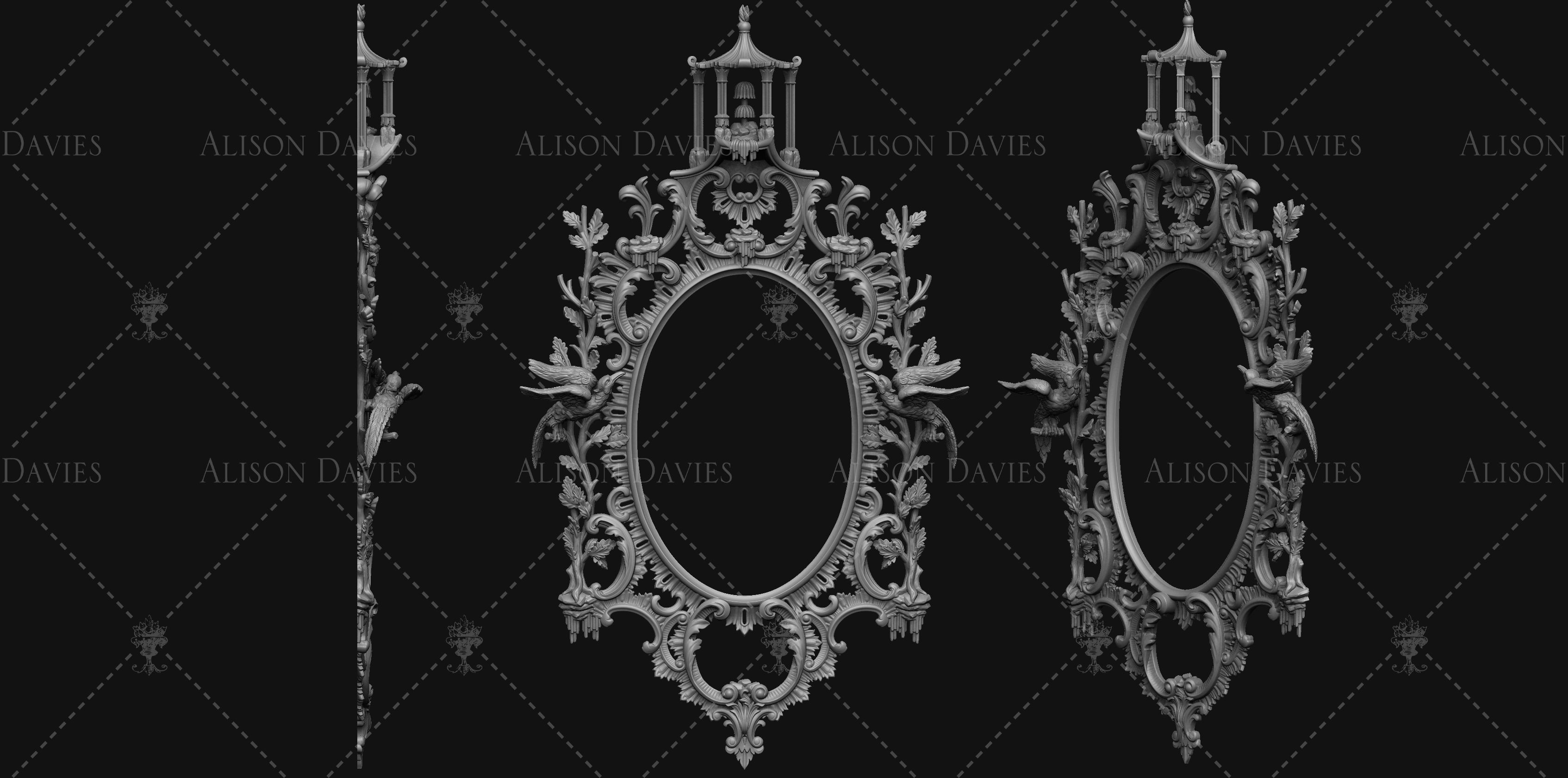 Thomas Chippendale Mirror Frame Antique 3D print file 3D print model_3