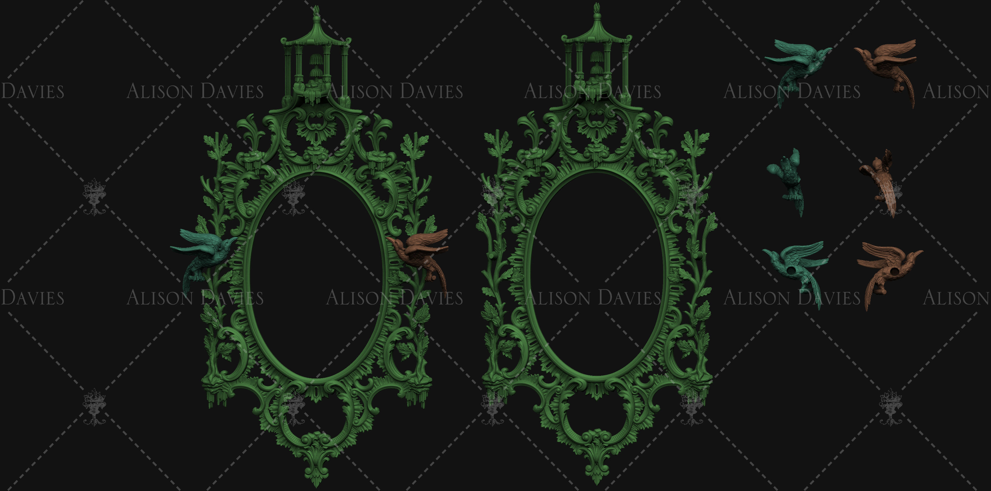 Thomas Chippendale Mirror Frame Antique 3D print file 3D print model_5