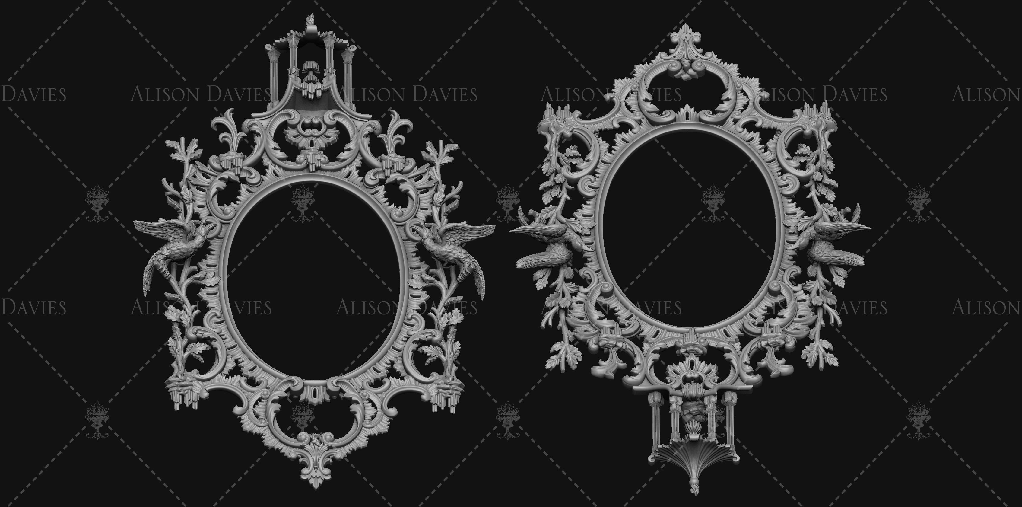 Thomas Chippendale Mirror Frame Antique 3D print file 3D print model_4