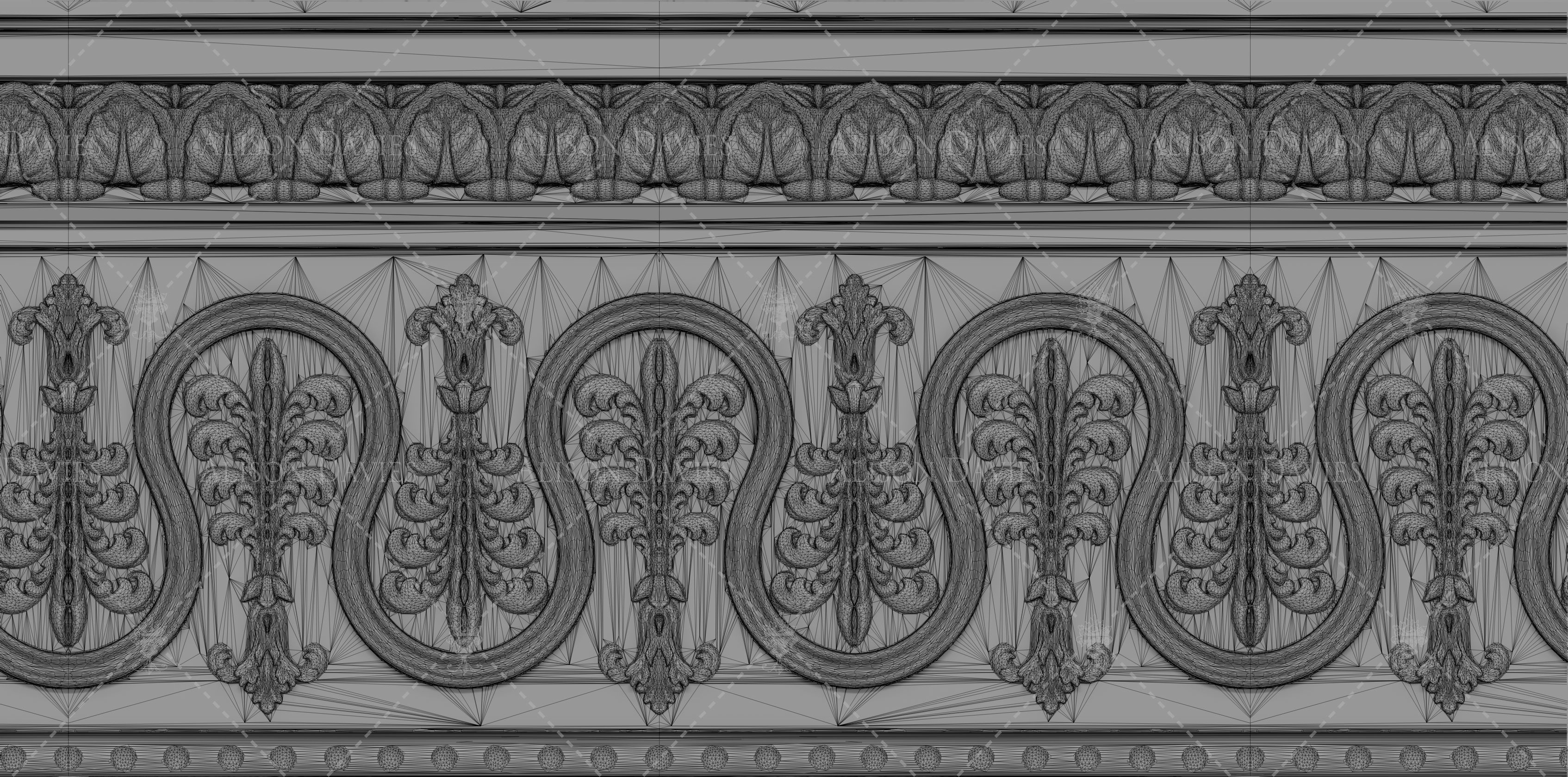 Architectural ceiling Cornice Palms dollhouse 3D print model 3D print model_4