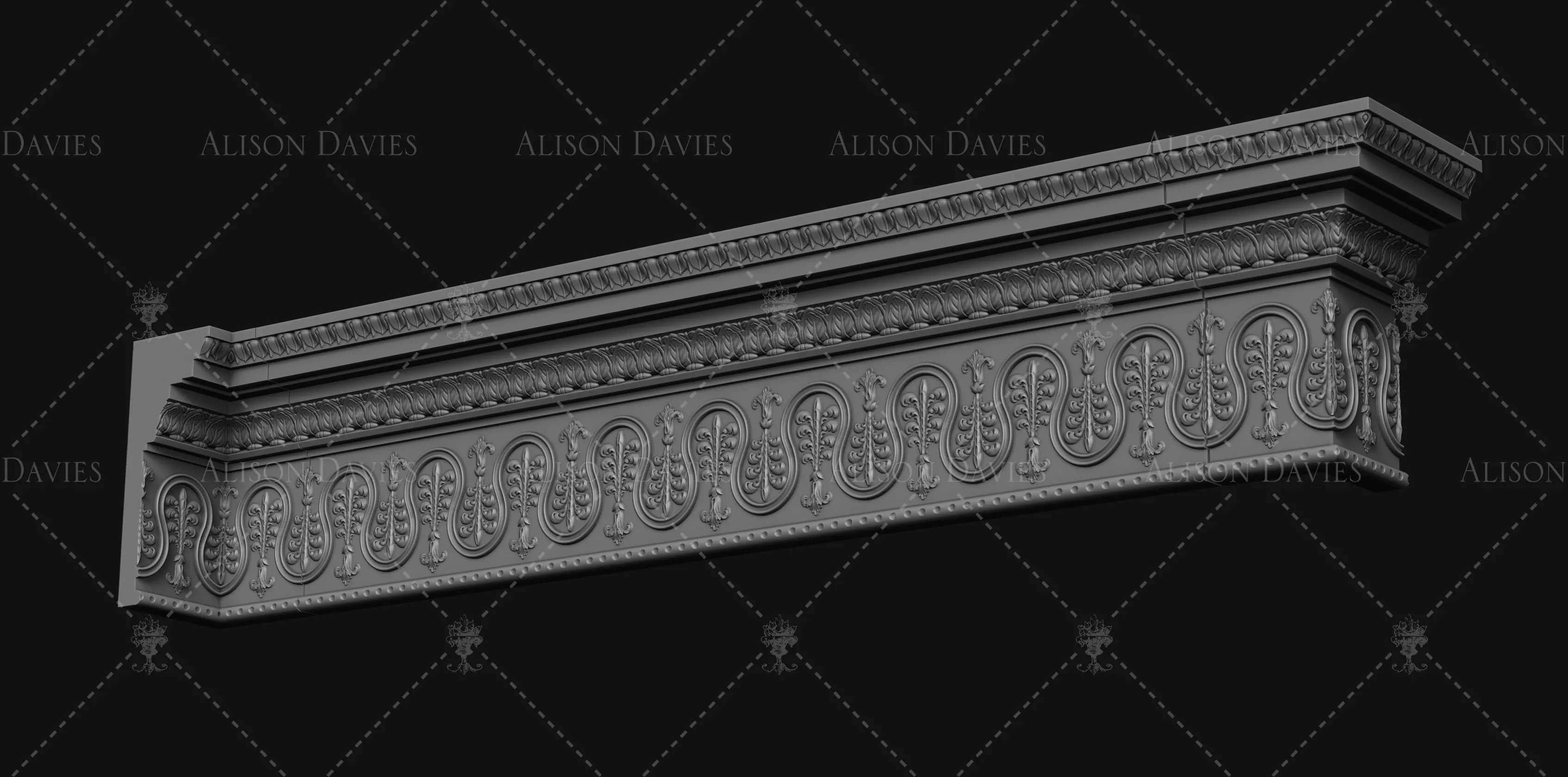 Architectural ceiling Cornice Palms dollhouse 3D print model 3D print model_0